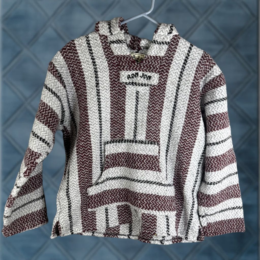 KangaROOS Baja Joe Hoodie Mens M Multicolor Striped Kangaroo Pocket Pullover Knit Hippie Surf Team Logo Embroidered V-Neck Casual Sweatshirt Size US M / EU 48-50 / 2 - 1 Thumbnail