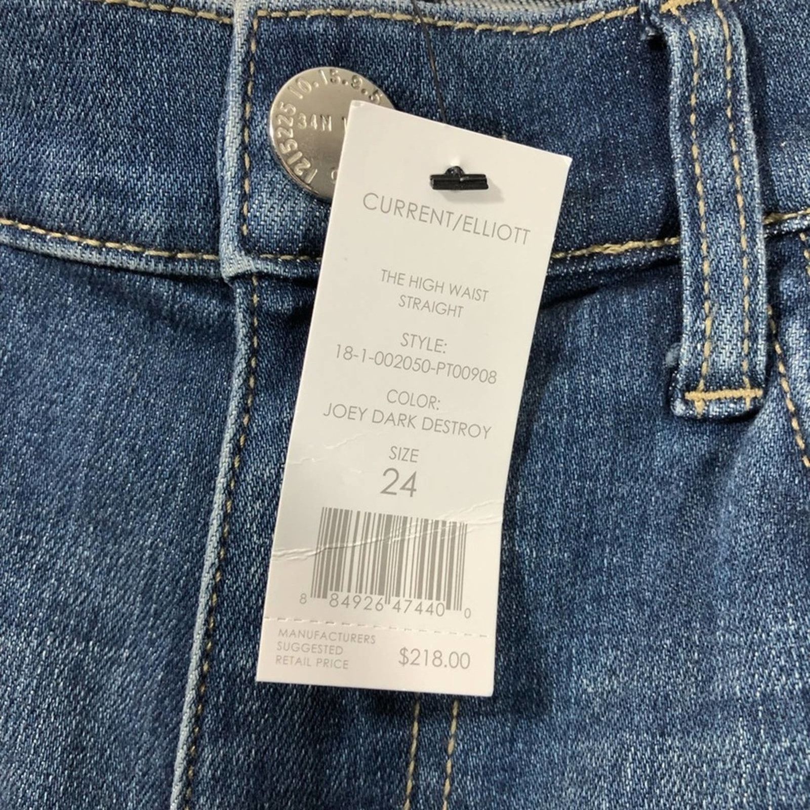Current/Elliot Current/Elliott High Rise Straight Leg Ripped Ankle Jeans 24 Size 24" / US 00 / IT 34 - 7 Thumbnail