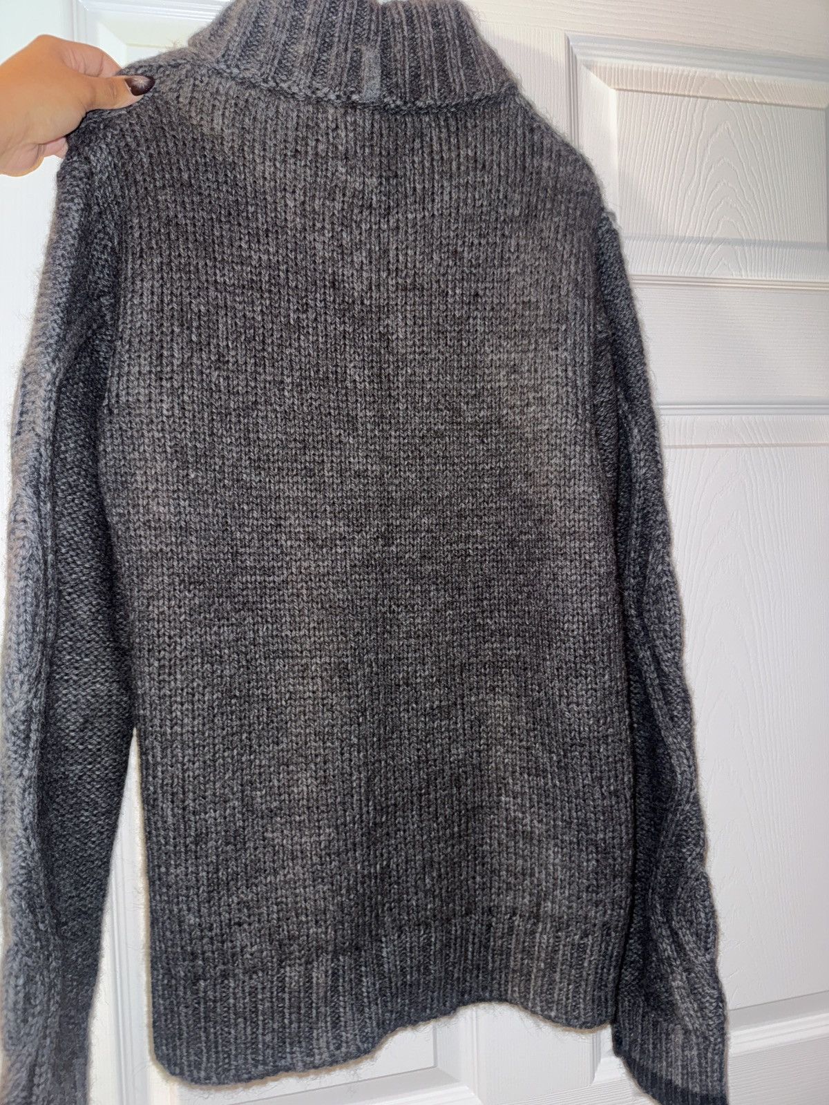 Energie Energie Chunky Cable Knit Sweater Jacket – Charcoal Gray (L) Size US L / EU 52-54 / 3 - 2 Thumbnail