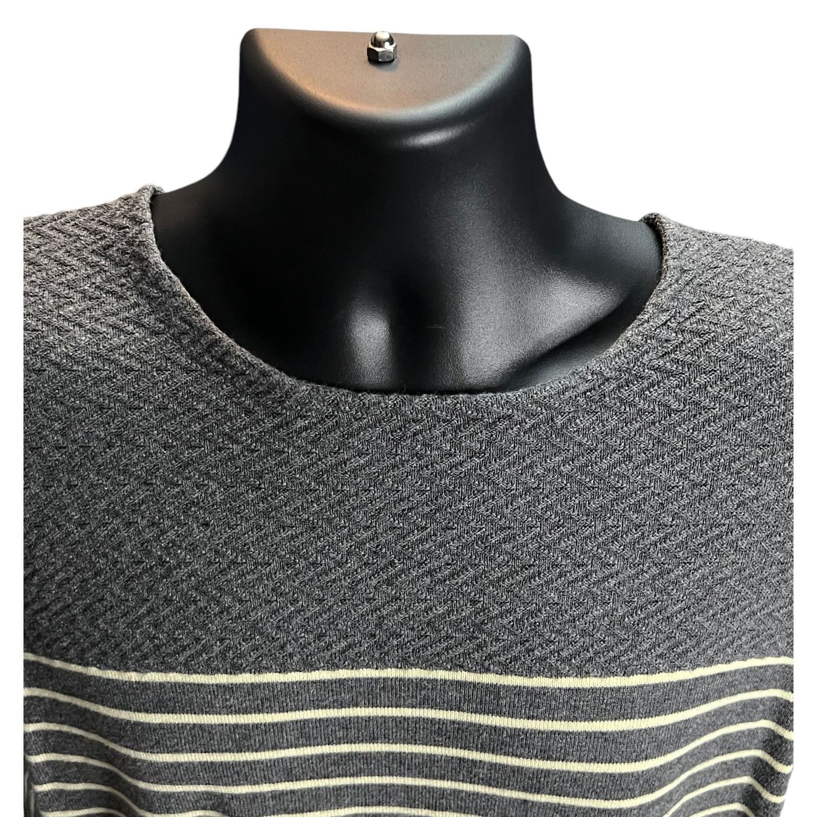 Zara Zara Man Sweater XL Striped Gray Long-Sleeve Knit Pullover Size US XL / EU 56 / 4 - 5 Thumbnail