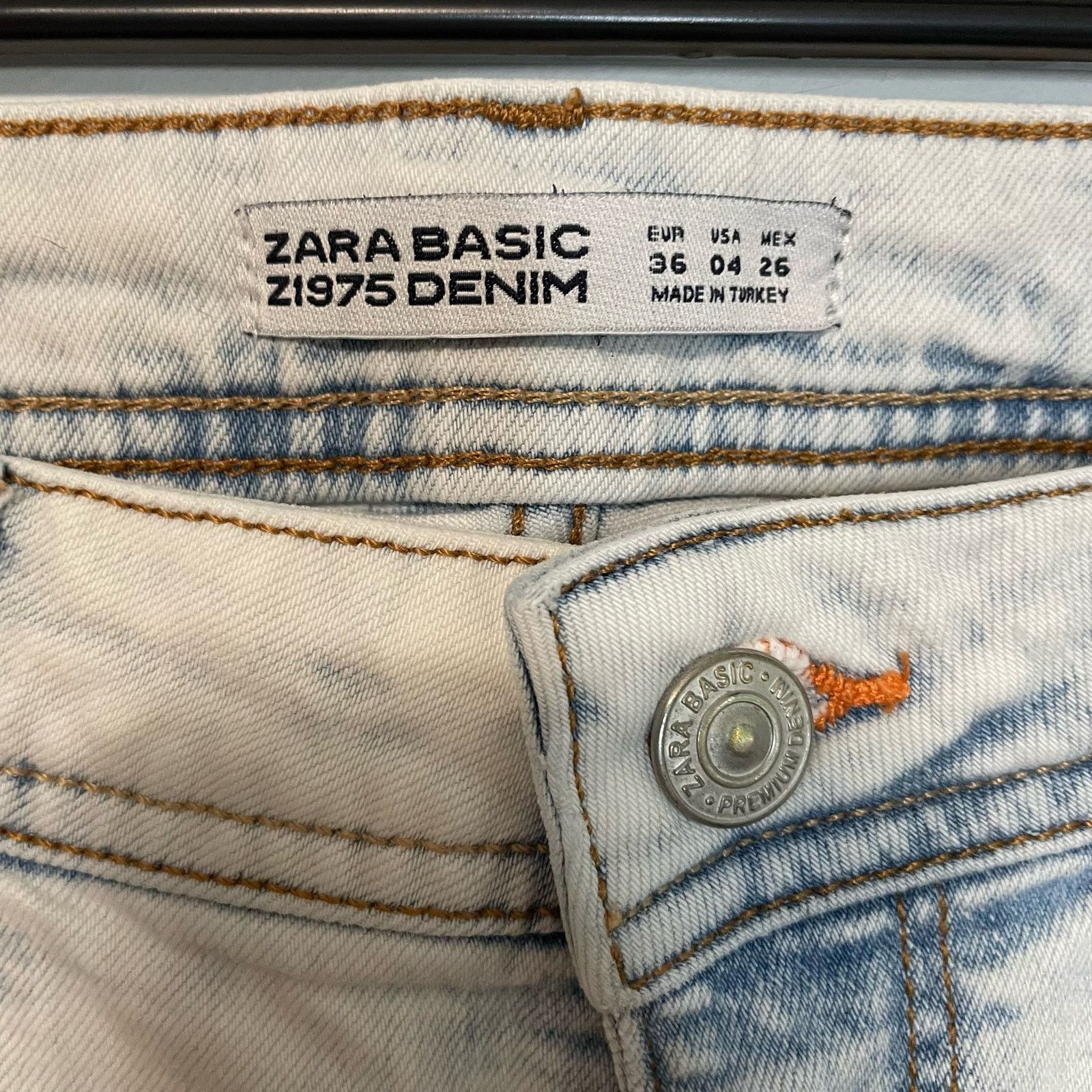 Zara Zara Denim Skinny Jeans 4 Womens Light Wash Asym Raw Hem Size 27" / US 4 / IT 40 - 5 Thumbnail