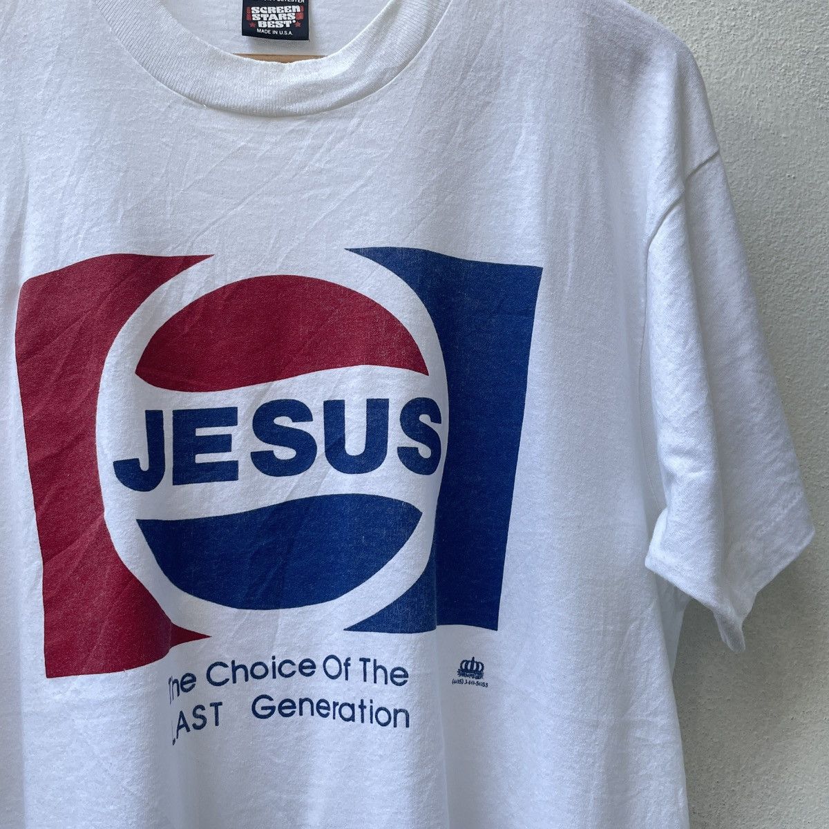 Vintage Vintage 90s Jesus T-Shirt, Pepsi Parody Graphic Tee Size US XL / EU 56 / 4 - 5 Thumbnail