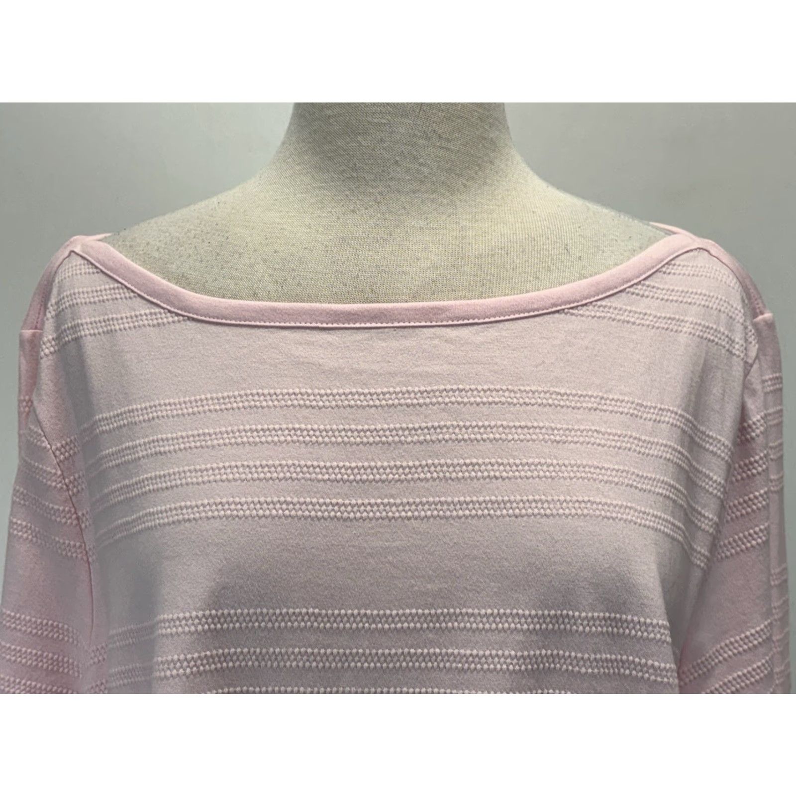 Talbots Talbots Shirt 3X Plus Pink Textured Short Sleeve Boat Neck Cotton T-Shirt Womens Vintage: No Women Size 3X Pink Casual Shirt Ladies Size XXL / US 16-18 / IT 52-54 - 5 Thumbnail
