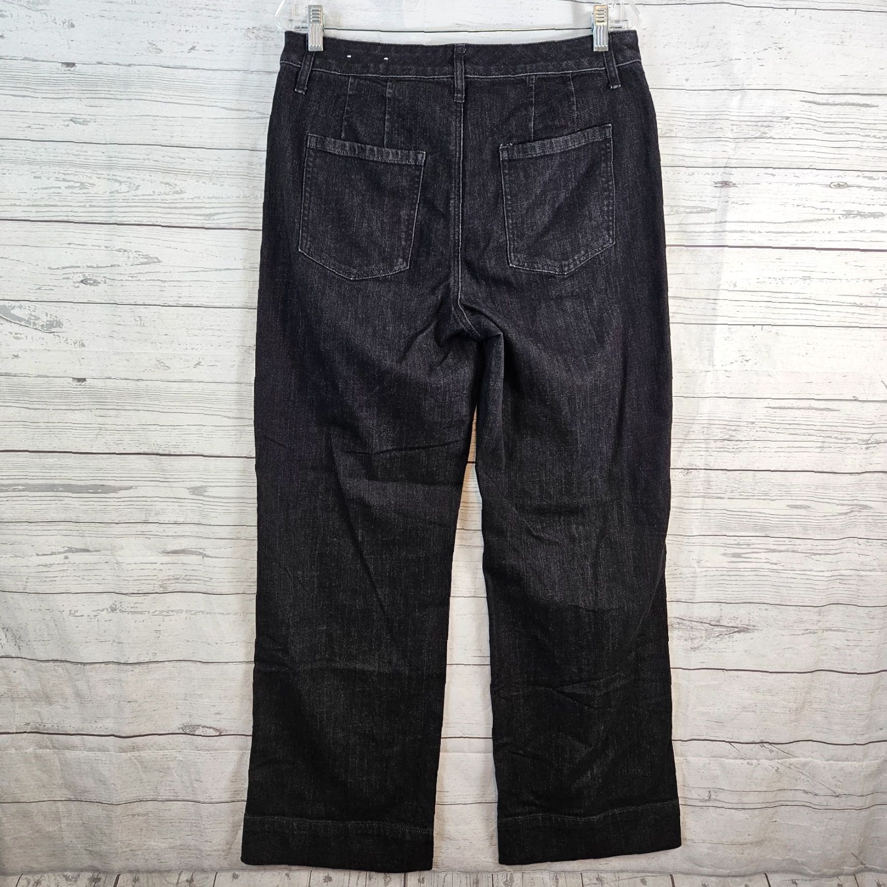 Vintage Chico's Jeans Trouser Wide-Leg High Rise Cotton Blend Black 10 Regular Inseam 29.5 in Solid Zip Womens Size 32" / US 10 / IT 46 - 3 Thumbnail