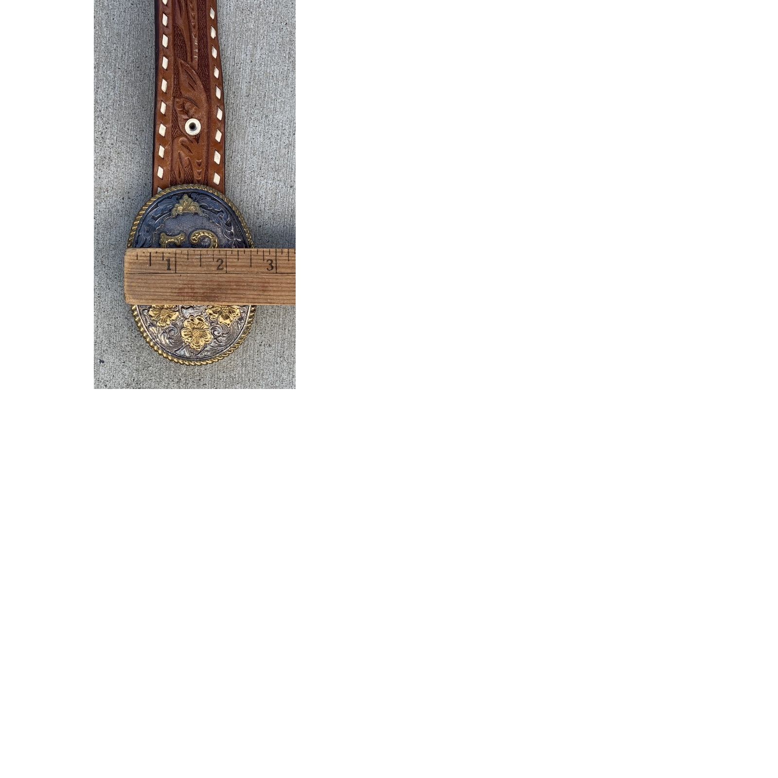 Vintage VINTAGE Tooled Leather Western Belt The Name Carol C Buckle El Arturo Crumrine Belt Size ONE SIZE - 12 Thumbnail