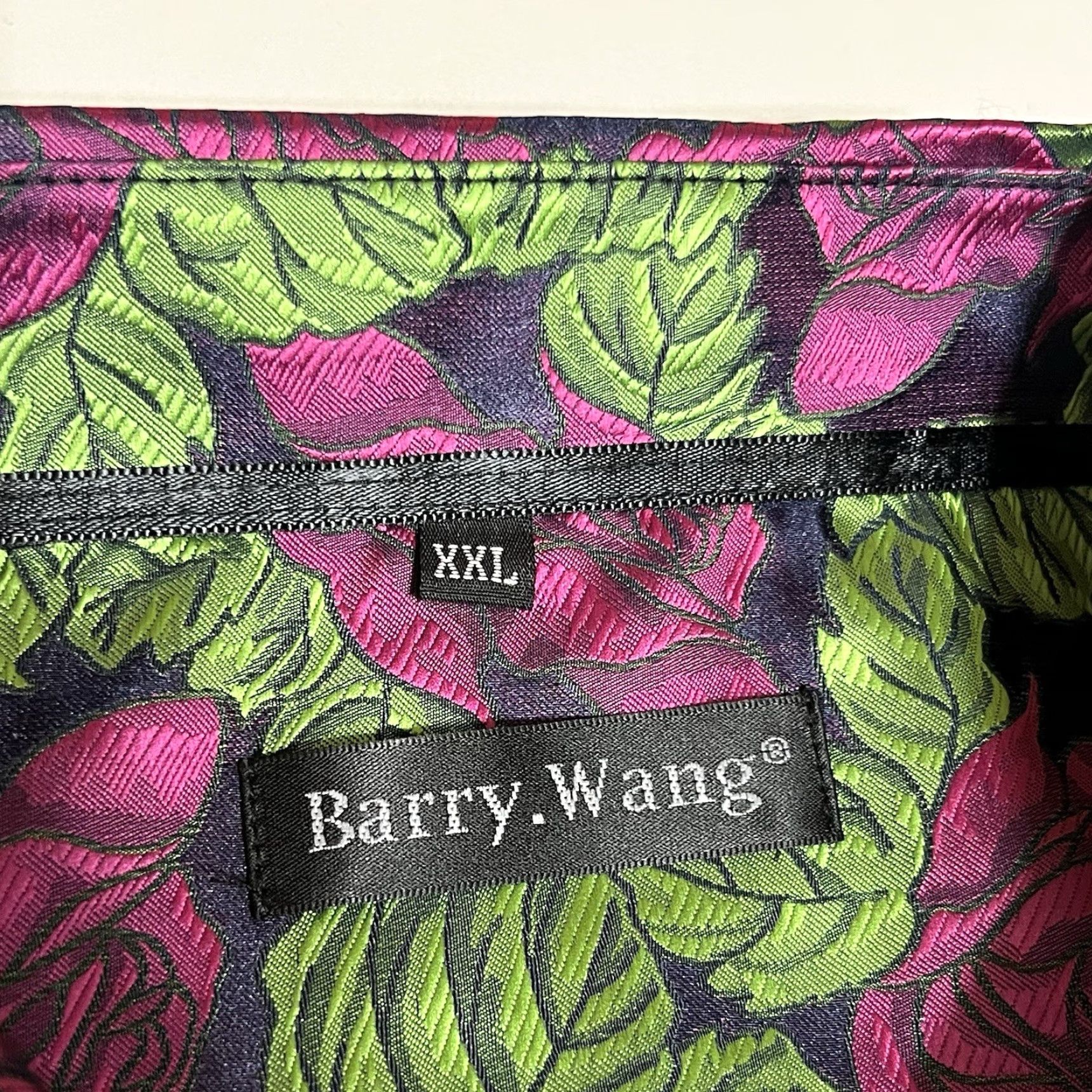 Vintage Barry Wang Shirt Men's XXL Silk Blend Jacquard Floral Flower Print Long Sleeve Size US XXL / EU 58 / 5 - 7 Thumbnail