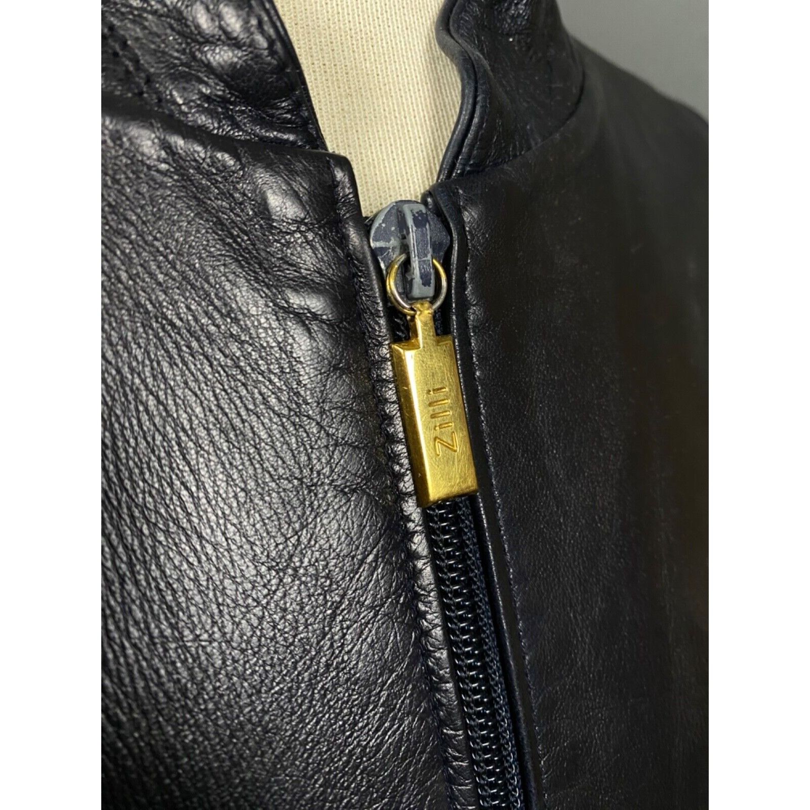 Zilli Zilli Men's Blue Leather Silk Paisley Lining Bomber Jacket S Size US L / EU 52-54 / 3 - 8 Thumbnail