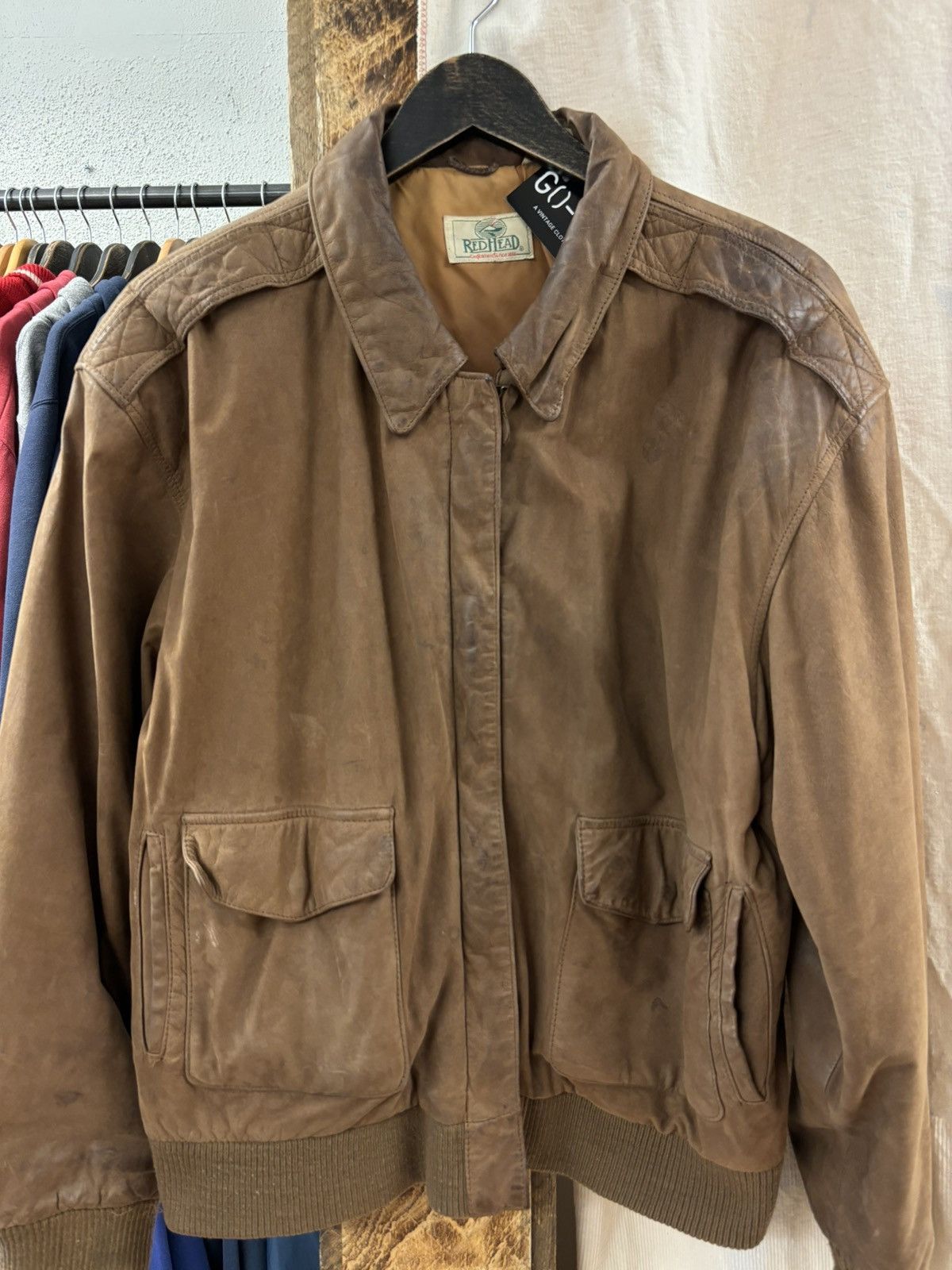 Vintage Vintage Red Head Brown Leather Jacket Size US L / EU 52-54 / 3 - 2 Thumbnail