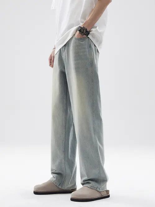 Japanese Brand American retro light color cleanfit washed distressed jeans Size US 32 / EU 48 - 6 Thumbnail