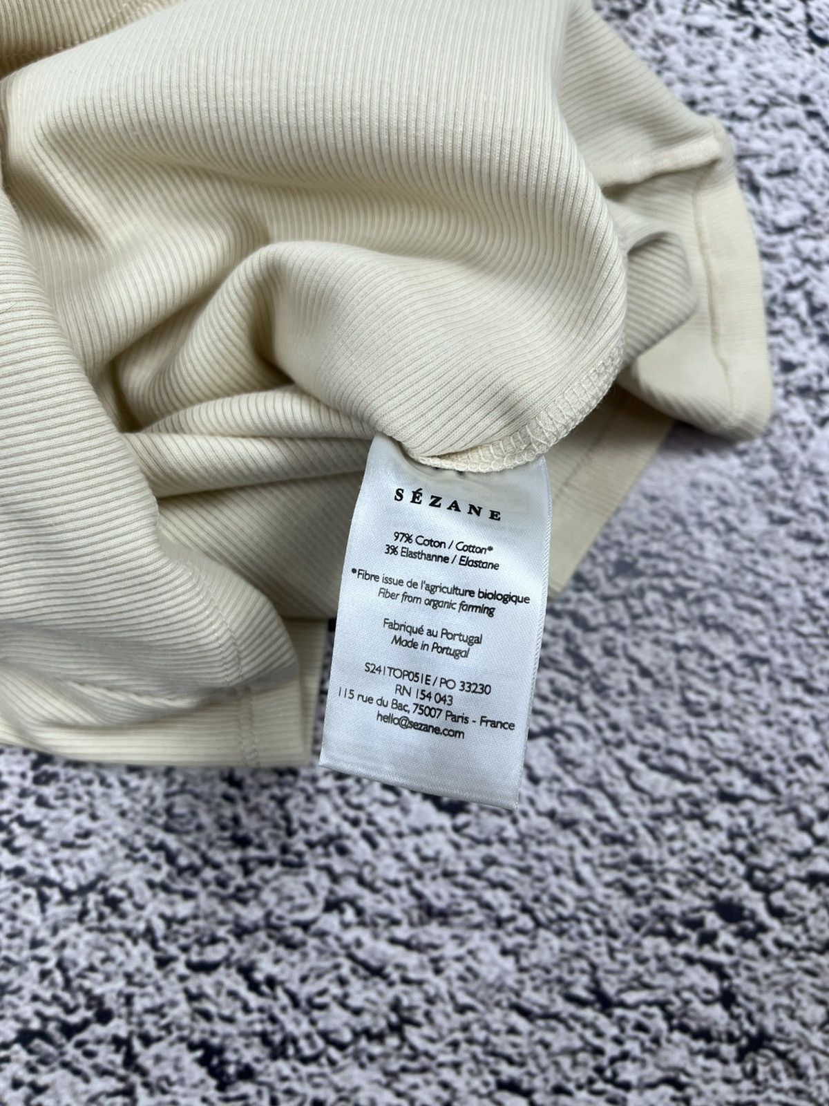 Sezane Sézane Jared Off-Shoulder Ribbed Cream Top Size M / US 6-8 / IT 42-44 - 7 Thumbnail