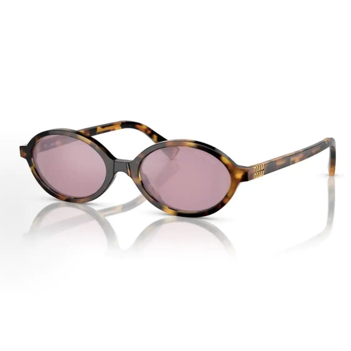 Miu Dark Brownoval Round Resin Letterlogo Sunglasses, Women's