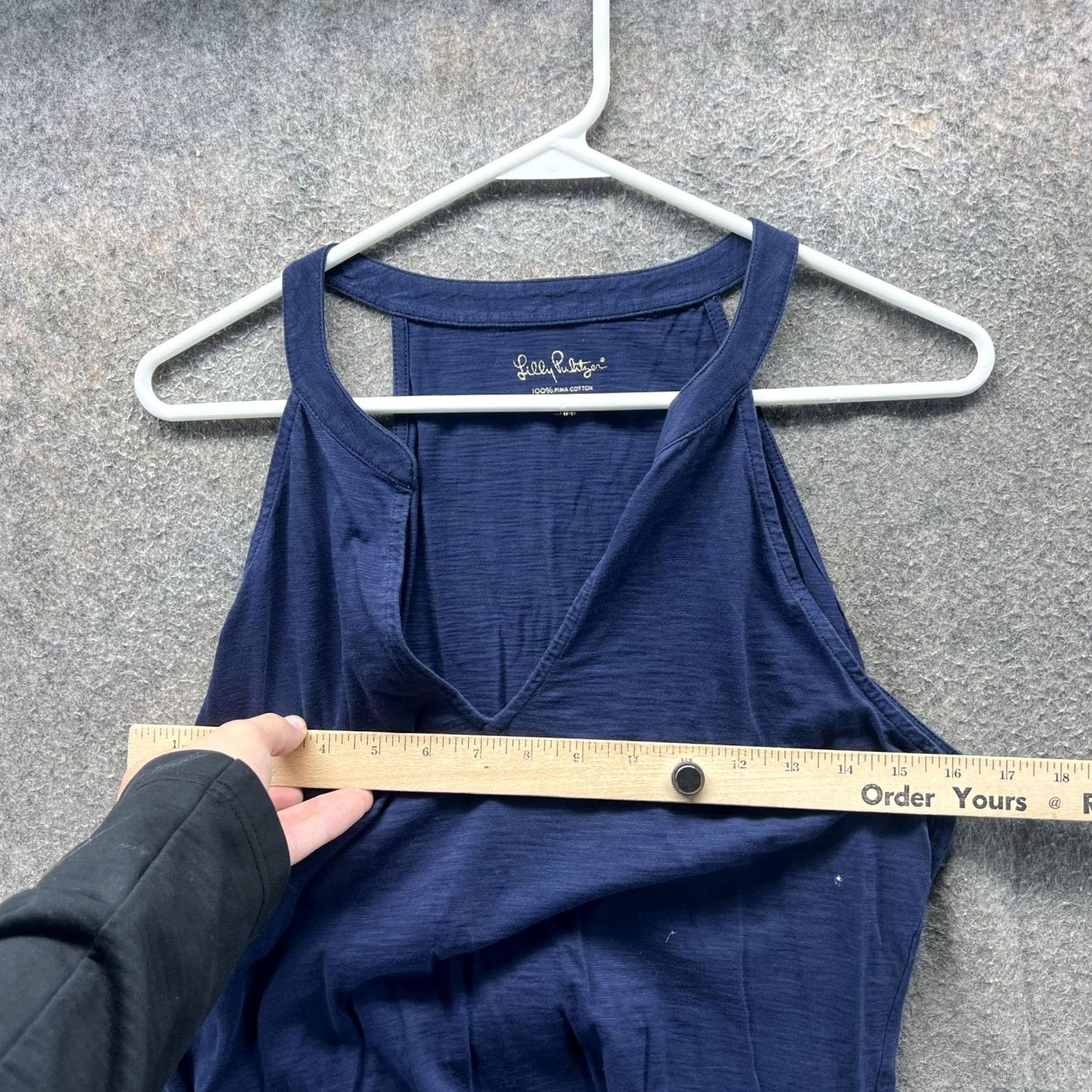 Lilly Pulitzer Lilly Pulitzer Tank Top Womens Large Blue Pima Cotton Deep V Neck Racerback Size L / US 10 / IT 46 - 4 Thumbnail