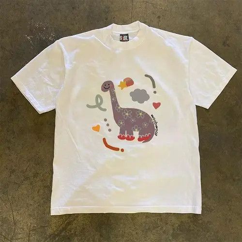 VIBE White vintage cotton t-shirt with dinosaur pattern Size US M / EU 48-50 / 2 - 3 Thumbnail