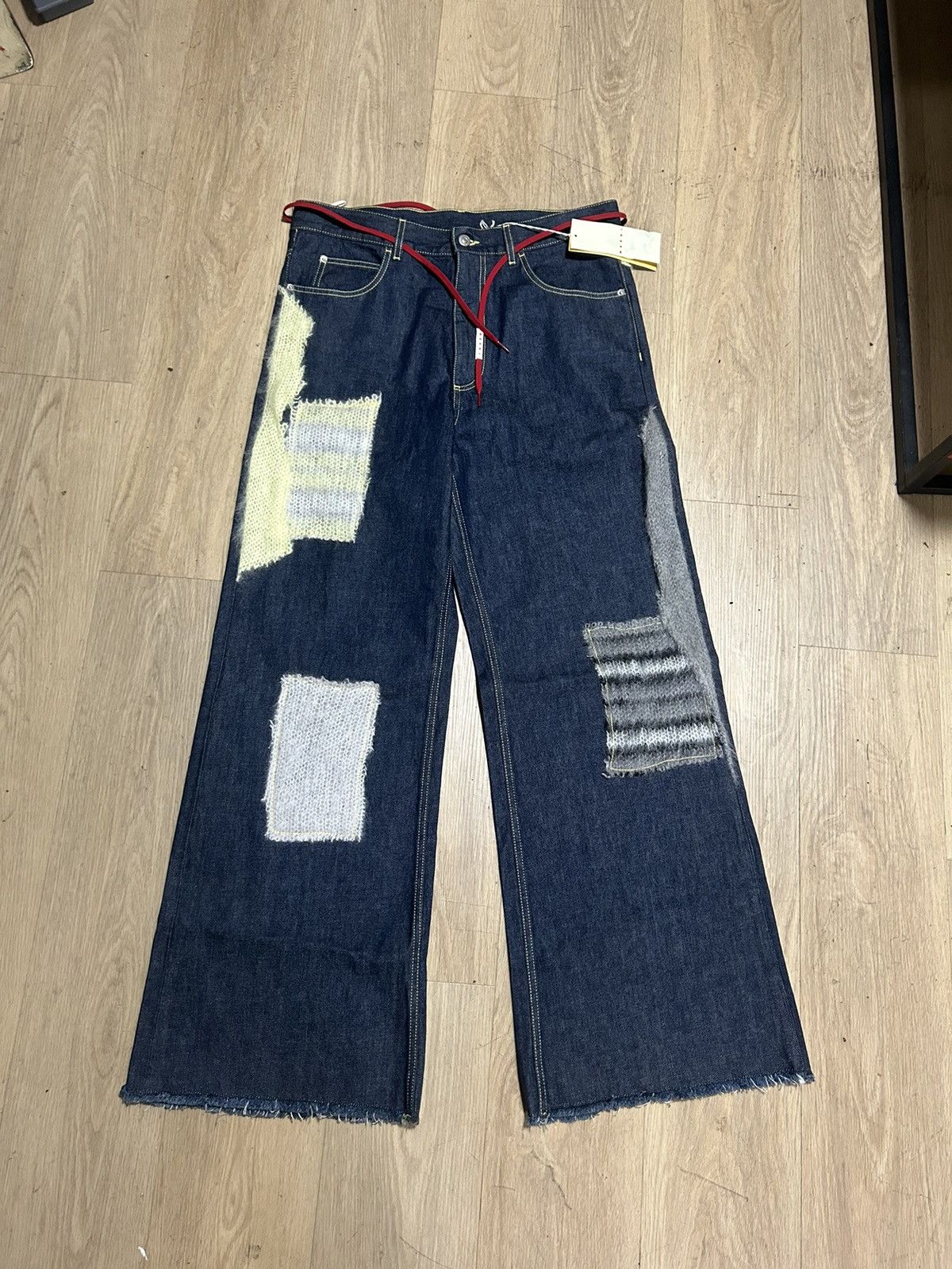 Marni wool patch straight jeans