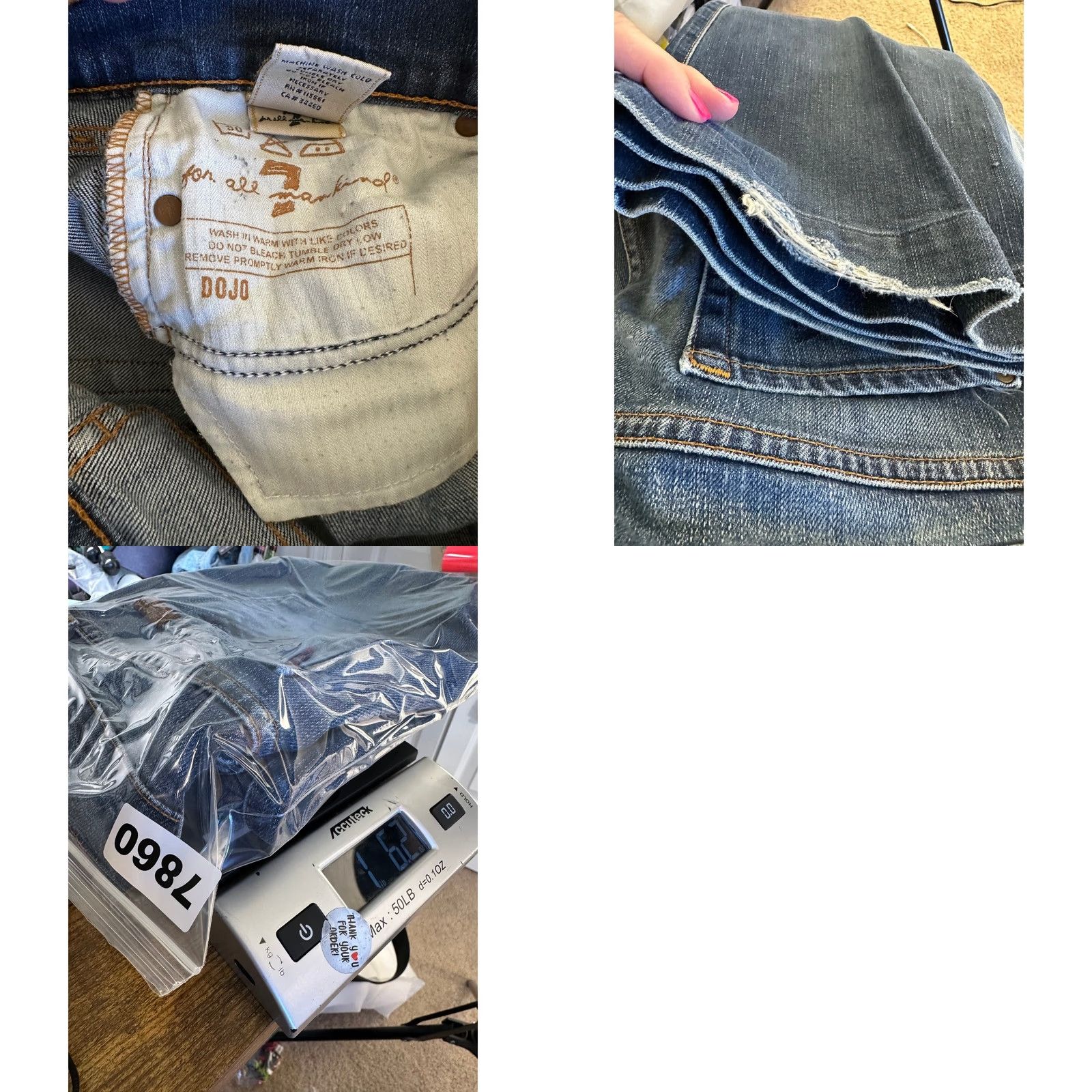7 For All Mankind 7 For All Mankind Dojo Jeans Wide-Leg Flare 29 Medium Wash Denim Womens Regular Inseam 33" Size 29" - 9 Thumbnail