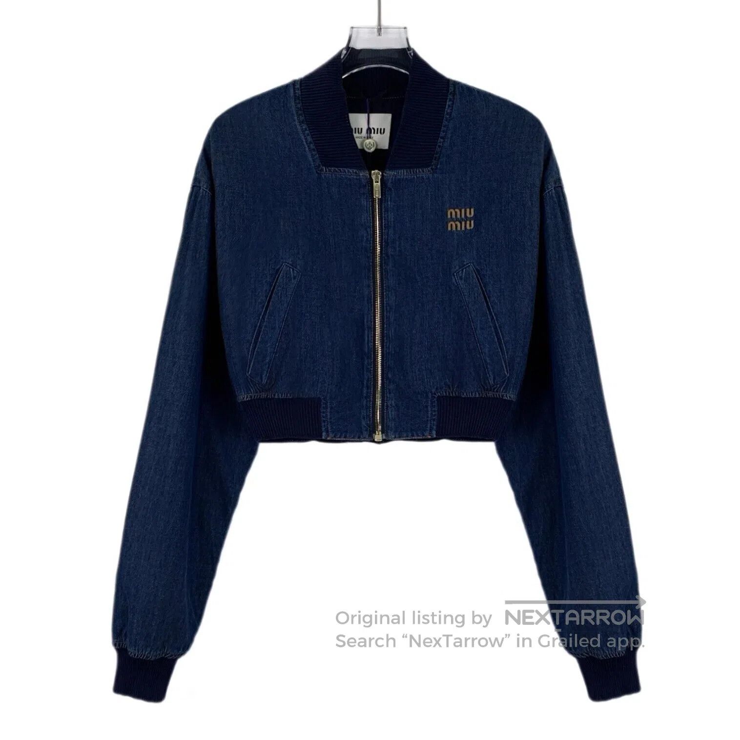 Miu Miu Miu Miu Blue logo embroidered cotton denim jacket| Size XS / US 0-2 / IT 36-38 - 1 Thumbnail