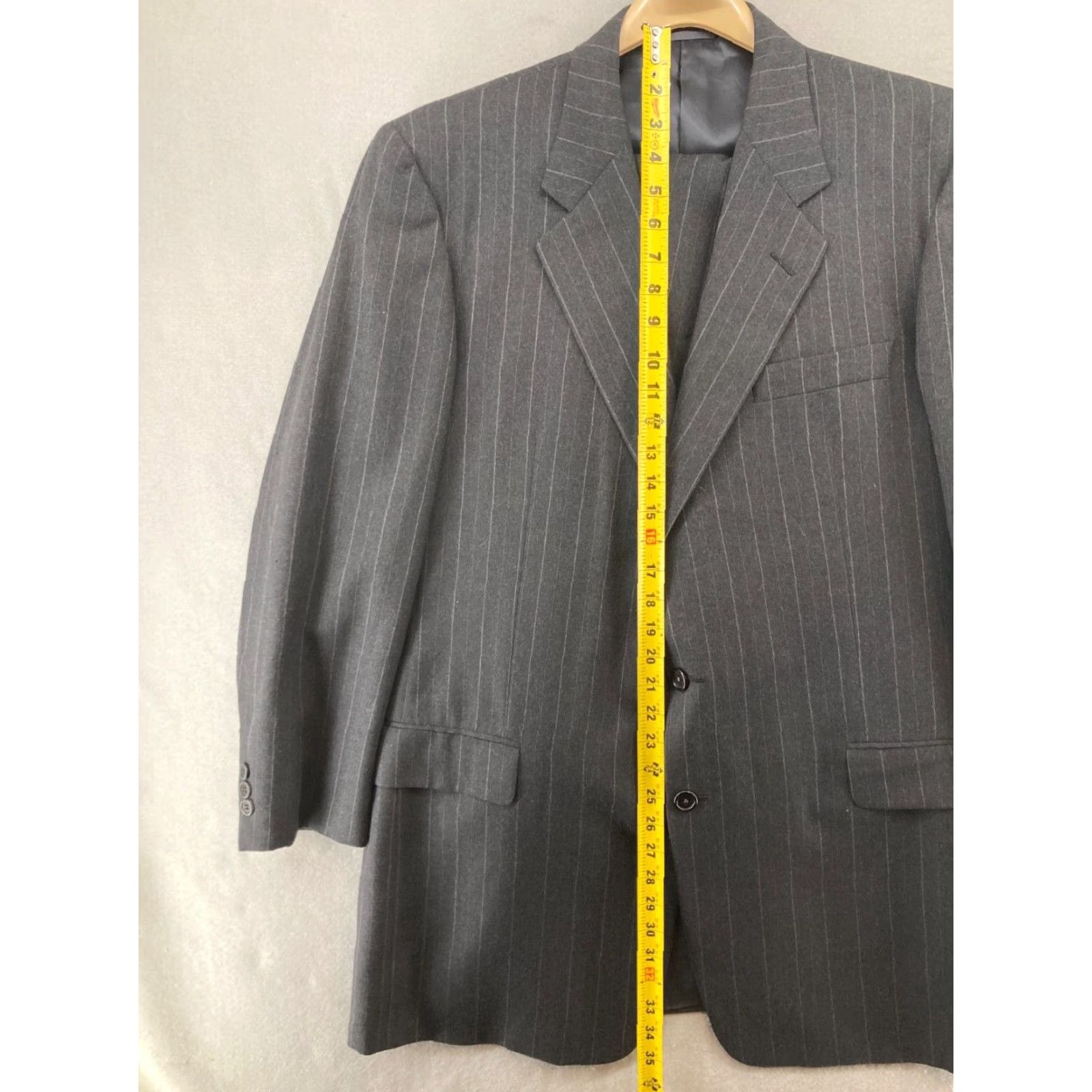 Vintage VINTAGE Hickey Freeman Suit 2 Piece 44 XLG Wool Pinstripe Gray Business Mens Size 44R - 4 Thumbnail