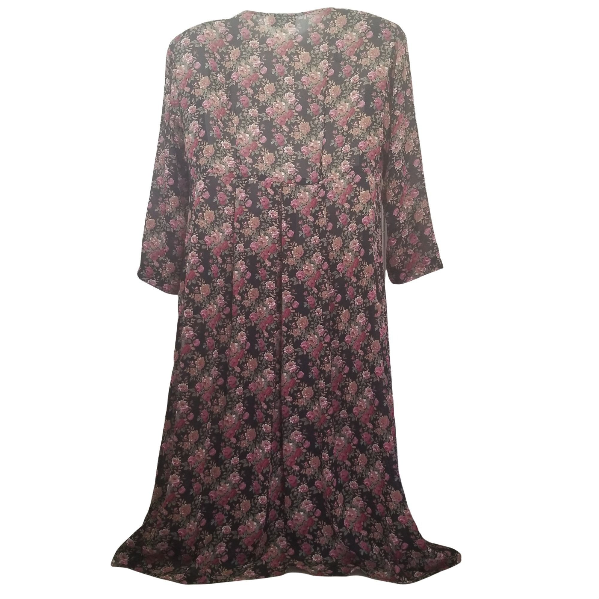 Other August Max 18 Floral 90s Dress Sheer Red Roses Cosplay Grann Size XXL / US 16-18 / IT 52-54 - 2 Thumbnail
