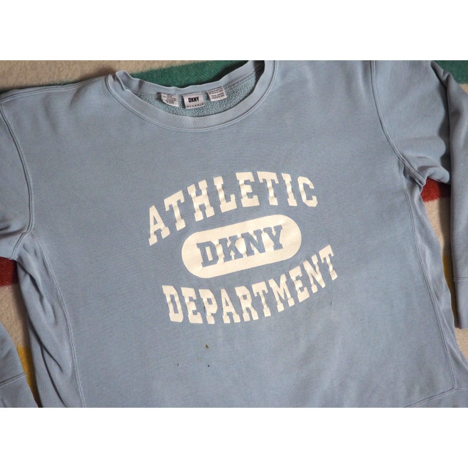 DKNY VINTAGE DKNY Athletic Dept Sky Blue Baggy USA Pullover Sweatshirt Mens M Size US M / EU 48-50 / 2 - 3 Thumbnail