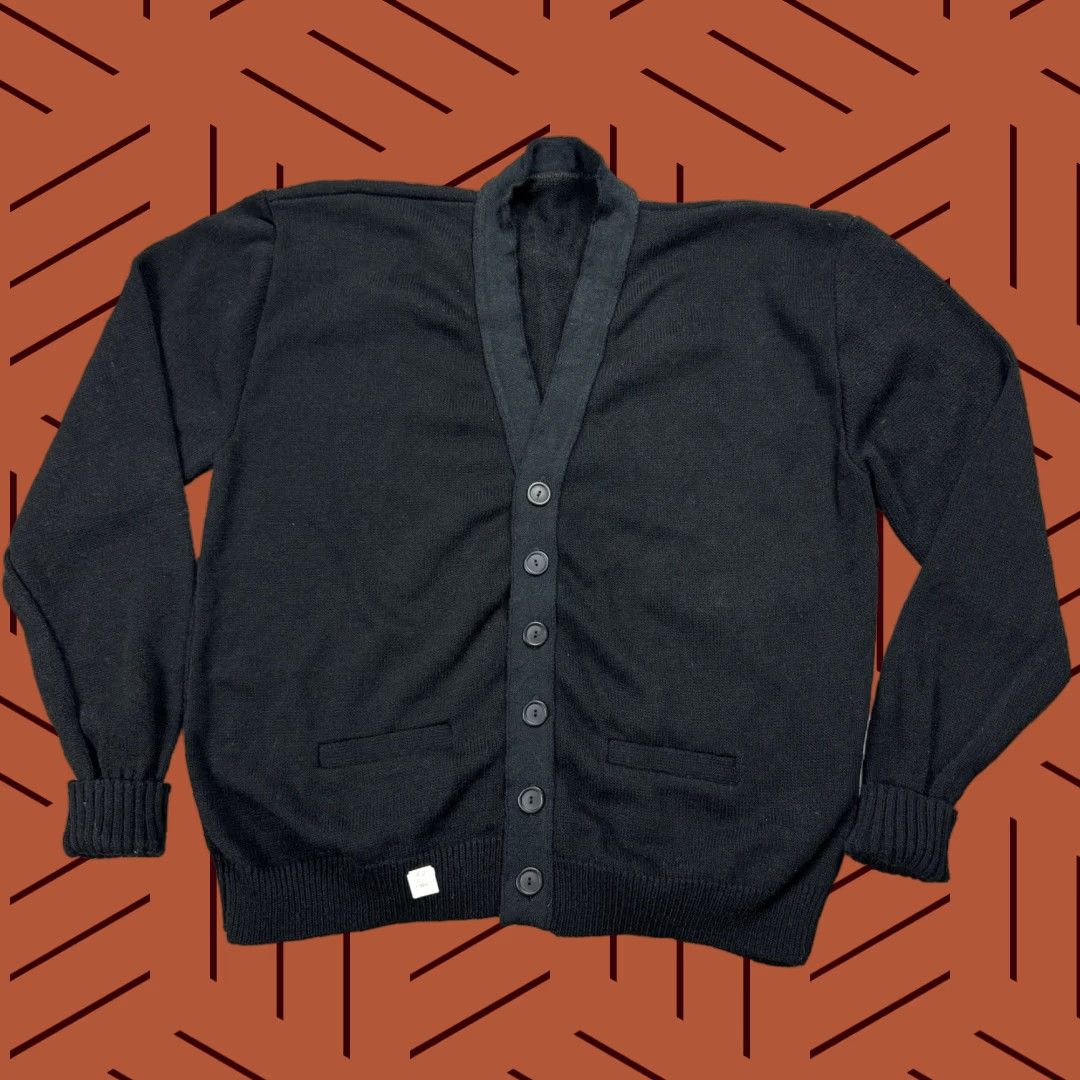 Vintage VINTAGE 1960s 1970s Mens Black Acrylic Letterman Cardigan Sweater Size 42 Size US XL / EU 56 / 4 - 1 Thumbnail