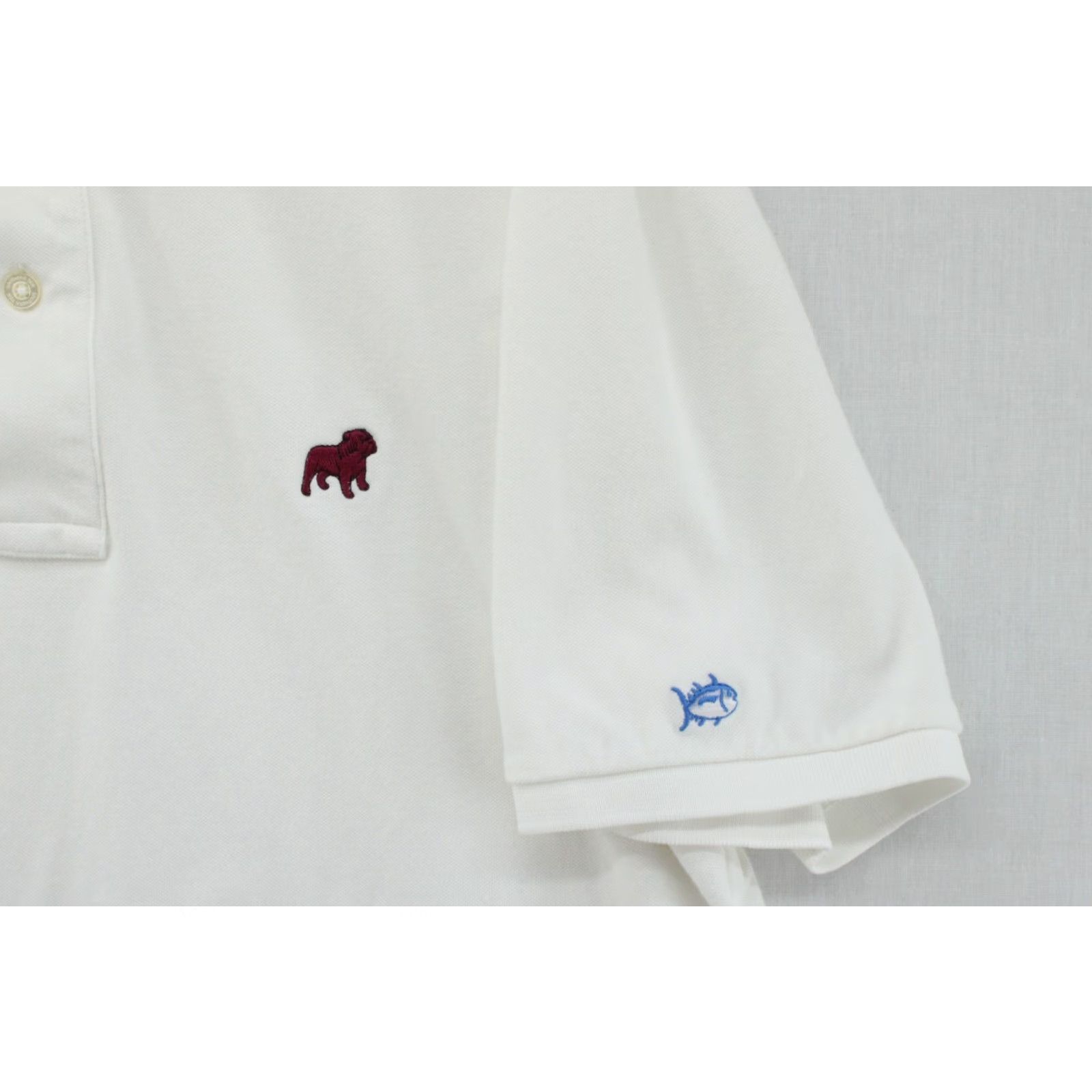 Southern Tide Southern Tide Polo Shirt Men's Large White Skipjack Bulldog Embroidered Preppy Size US L / EU 52-54 / 3 - 4 Thumbnail