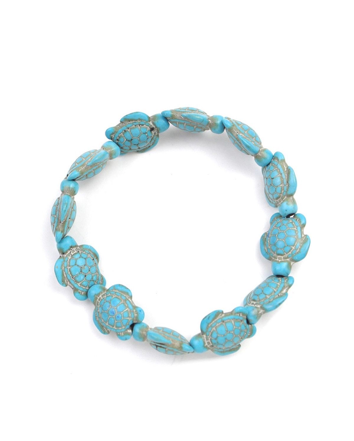 Vintage 2000S JAPANESE MADE TURQUOISE TURTLE BEADED STRETCH BRACELET Size ONE SIZE - 1 Thumbnail