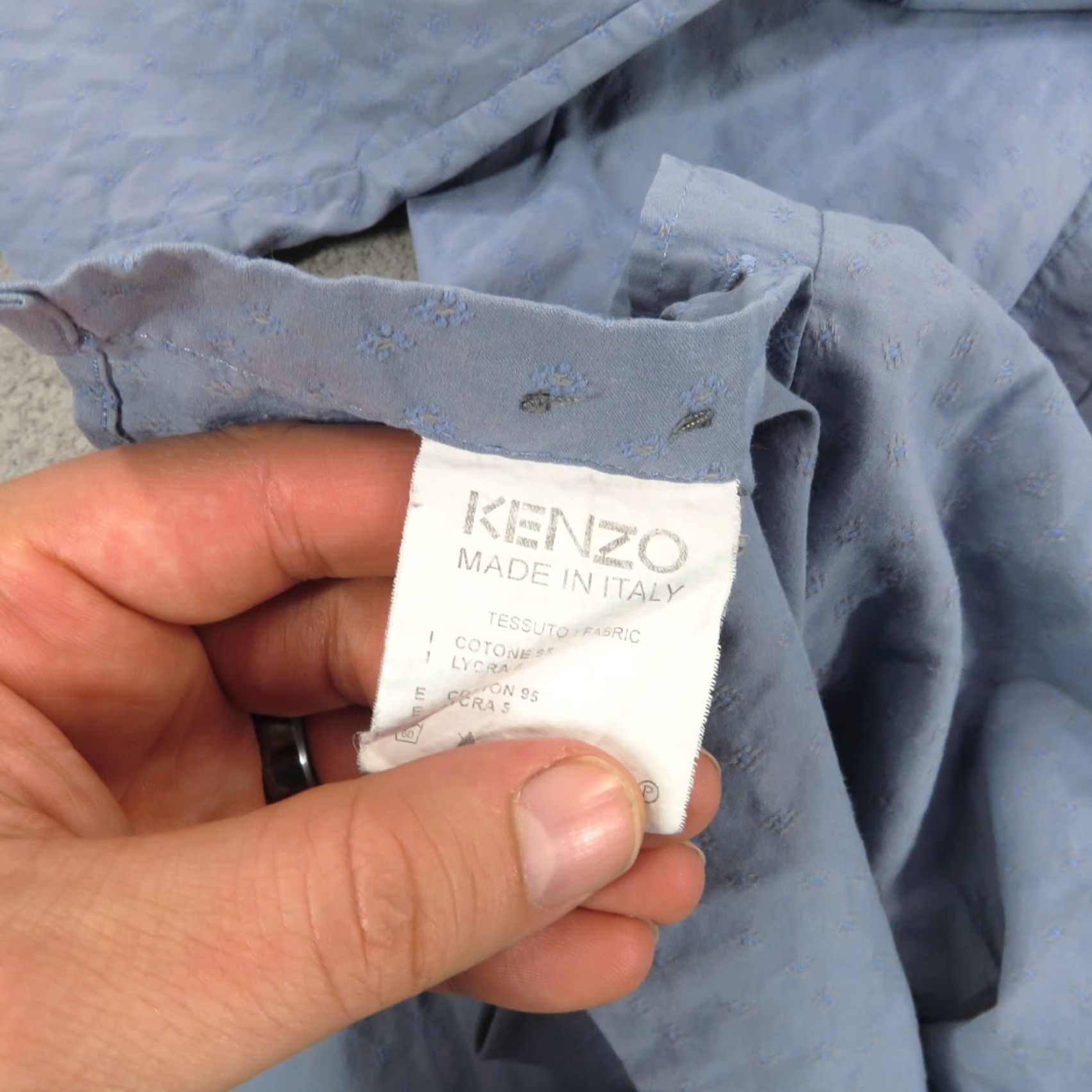 Kenzo KENZO Shirt Mens Slim 42 Button Up Long Sleeve Collared Jacquard Poplin Blue 16.5 Size US XL / EU 56 / 4 - 7 Thumbnail