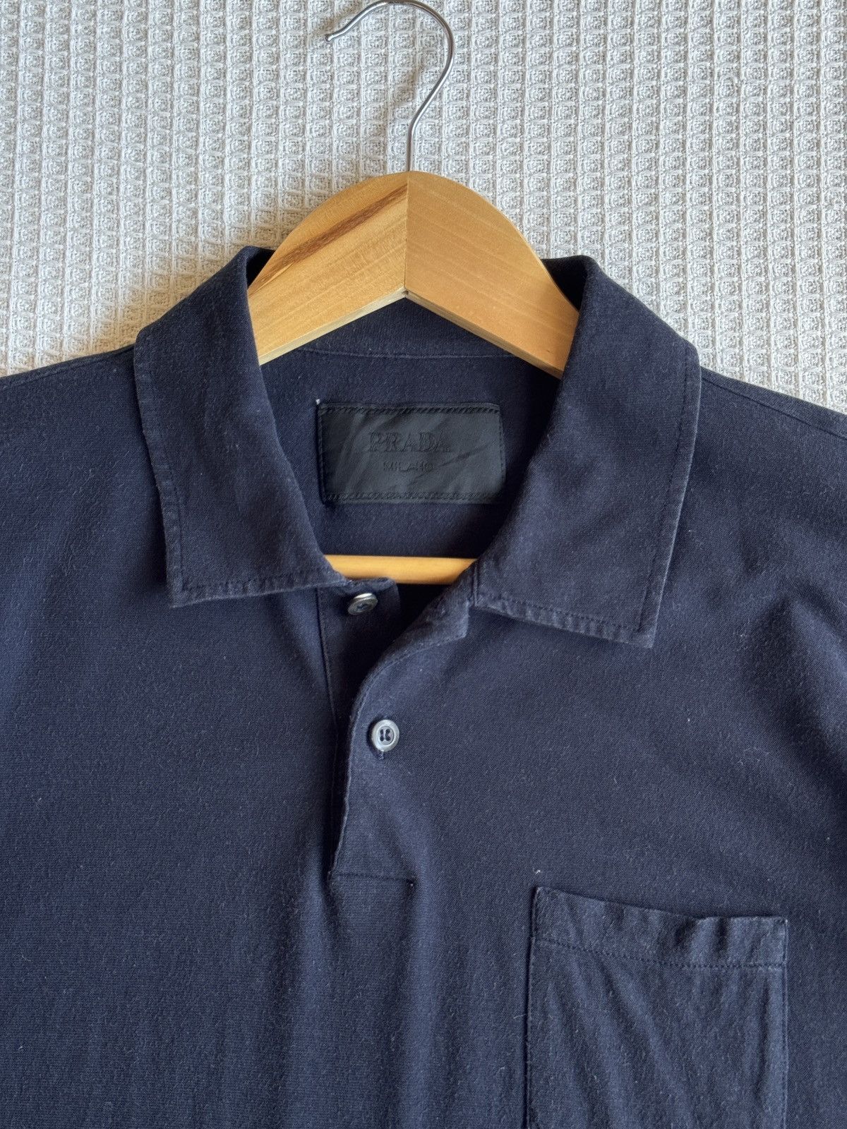 Prada Last Drop🔥Rare🔥Vintage PRADA Milano Polo Shirt Dark Blue Size US L / EU 52-54 / 3 - 3 Thumbnail