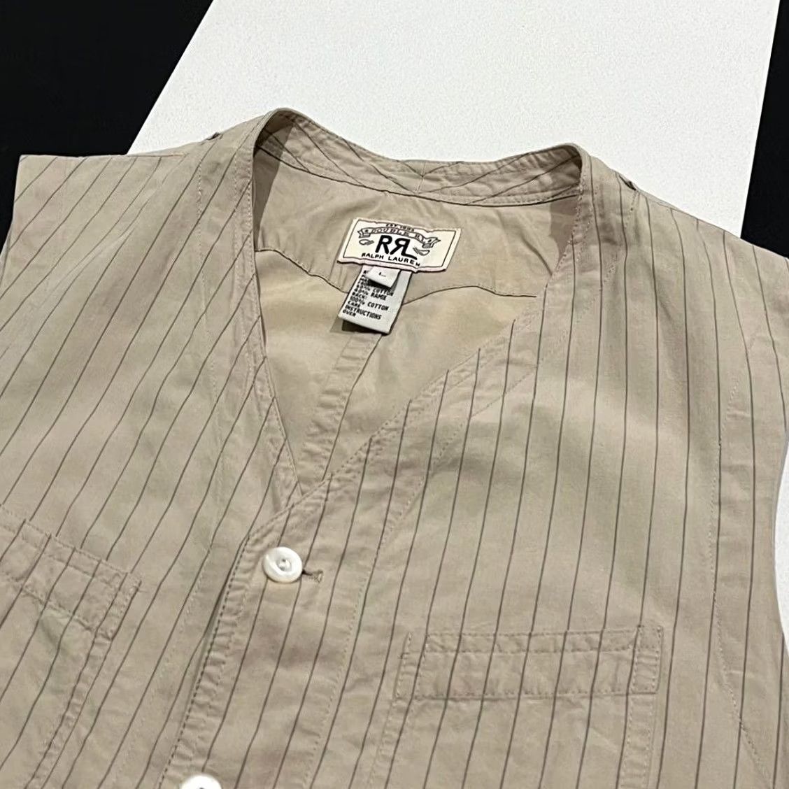 Ralph Lauren RRL Ralph Lauren Work Vest L Beige Cotton Linen Casual 1920 Mens Size US L / EU 52-54 / 3 - 4 Thumbnail