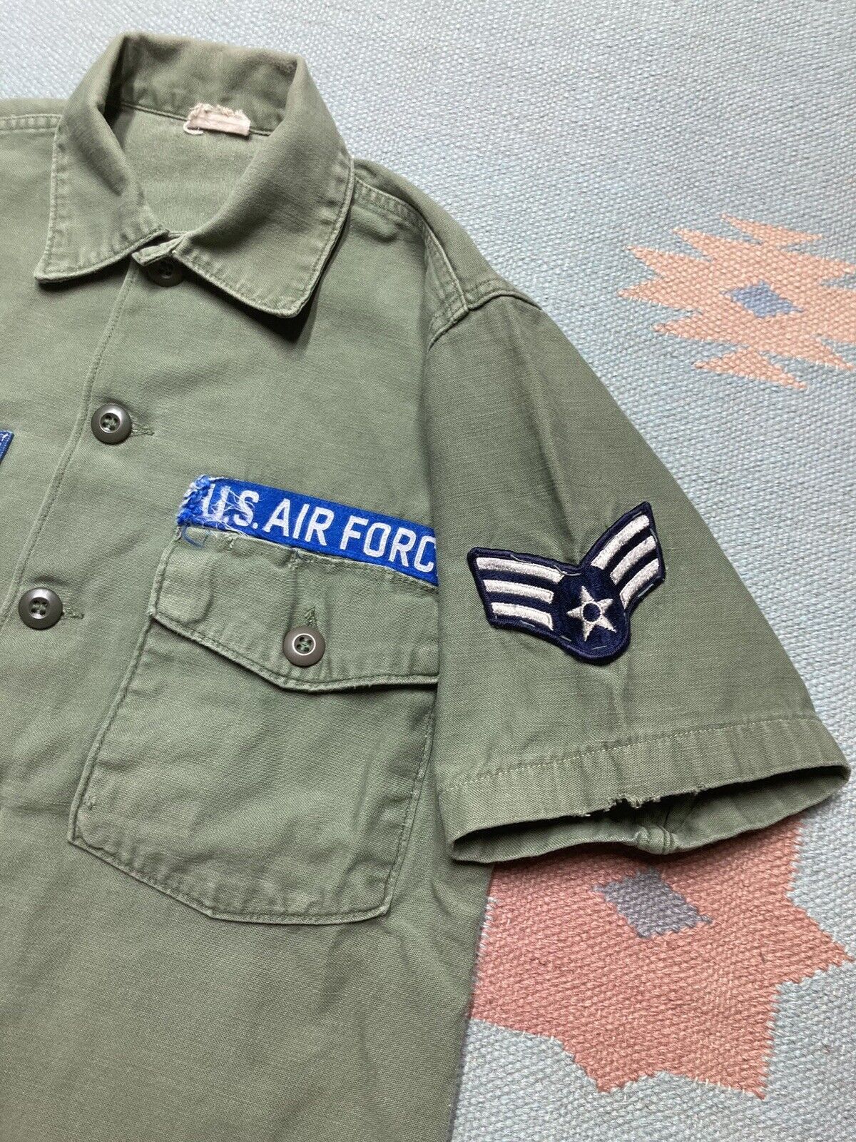 Vintage Vtg 60s OG 107 shirt top Air Force patched named vietnam S Size US S / EU 44-46 / 1 - 3 Thumbnail