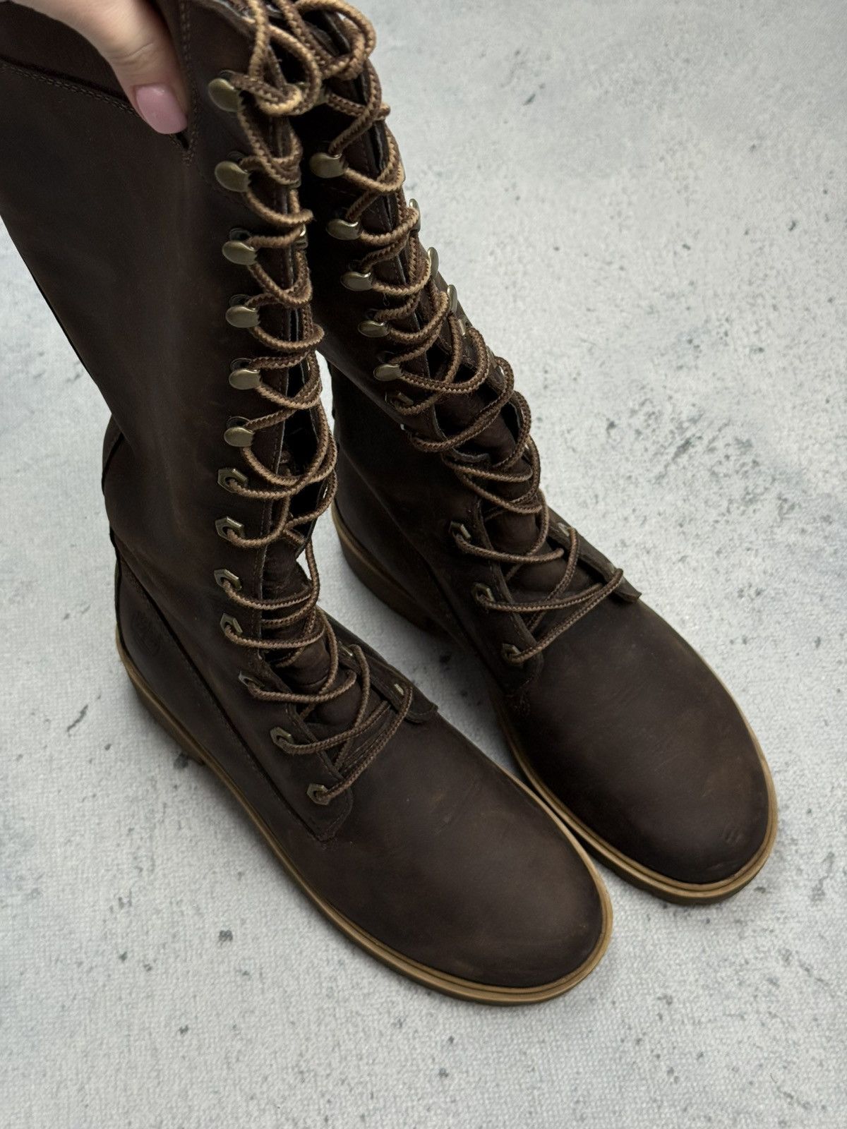 Timberland Vintage Timberland Tall Lace-Up Leather Boots Brown Women’s Size US 7 / IT 37 - 2 Thumbnail