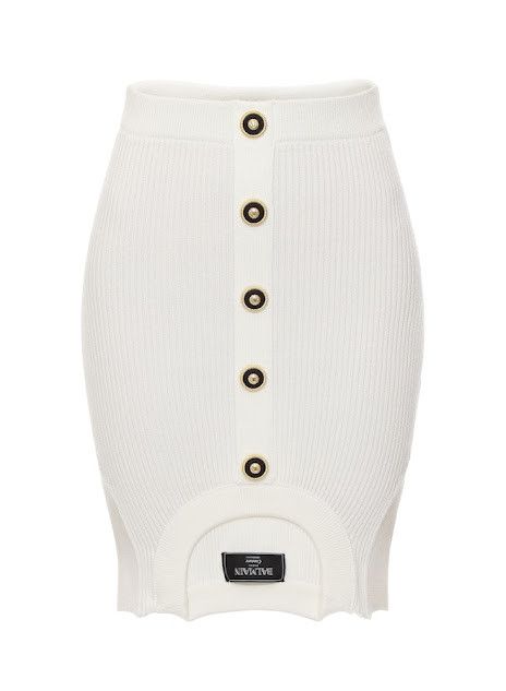 Balmain o1s1wg111225 Rib Knit Blend Miniskirt in White Size 26" / US 2 / IT 38 - 1 Thumbnail