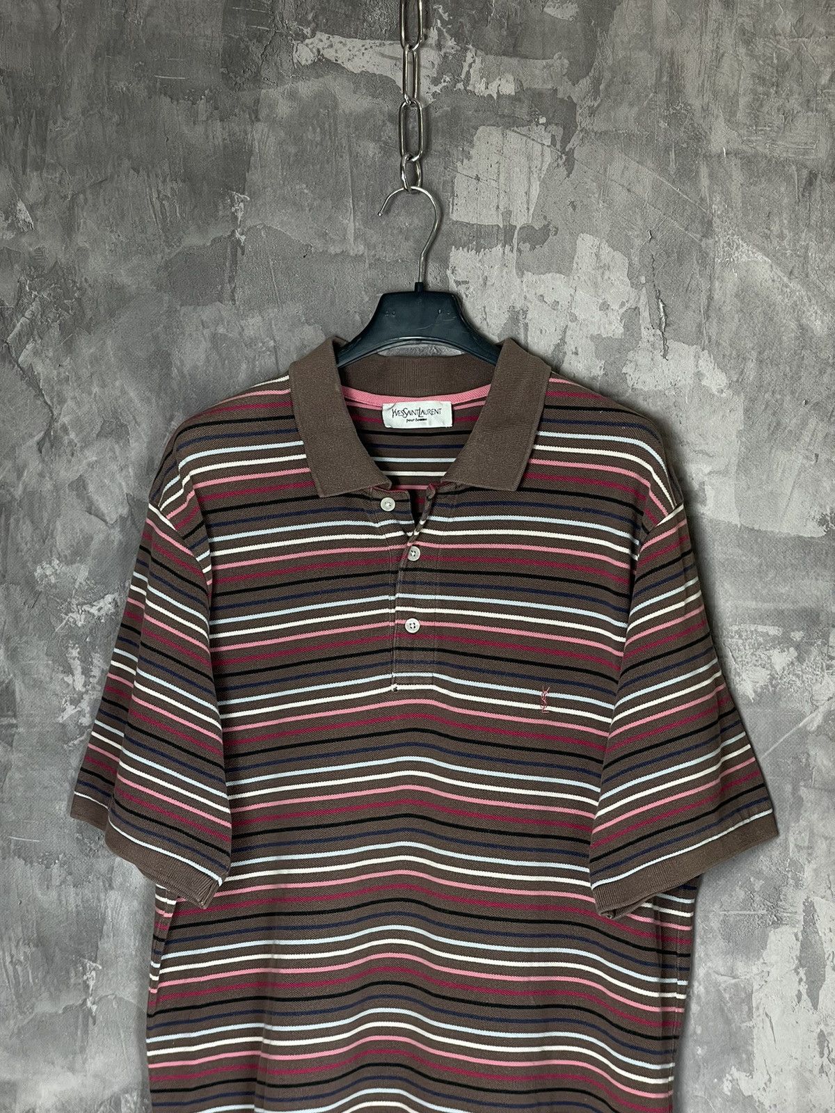 Vintage × Yves Saint Laurent Vintage Yves Saint Laurent Striped Polo Shirt Size L Size US L / EU 52-54 / 3 - 2 Thumbnail