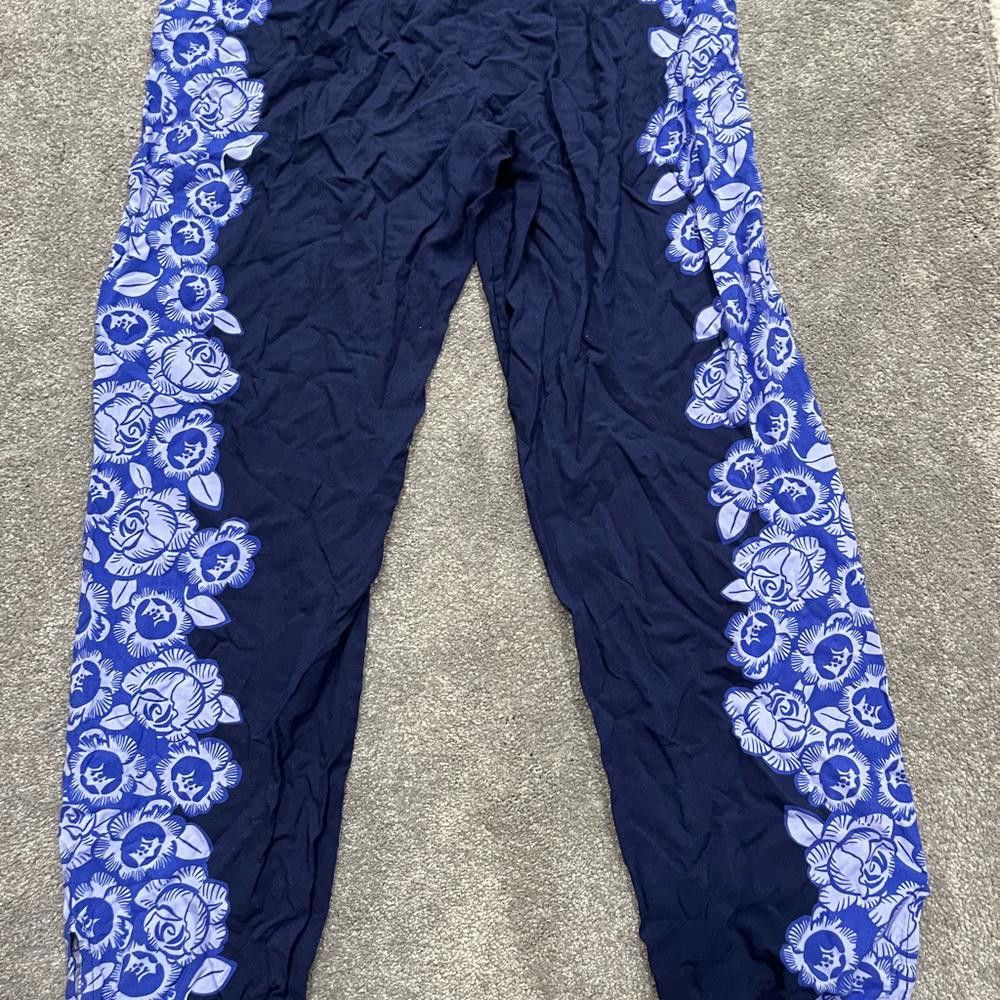 Designer Aerie blue and purple floral jogger pants Size 32" / US 10 / IT 46 - 7 Thumbnail