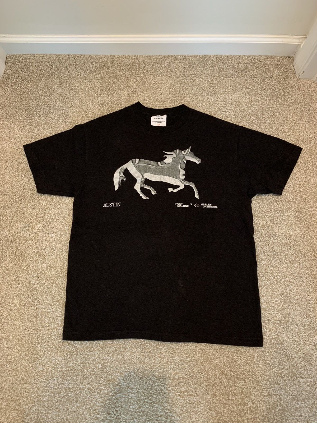 image of Harley Davidson Post Malone Austin Horsepower Tee in Black, Men's (Size Large)