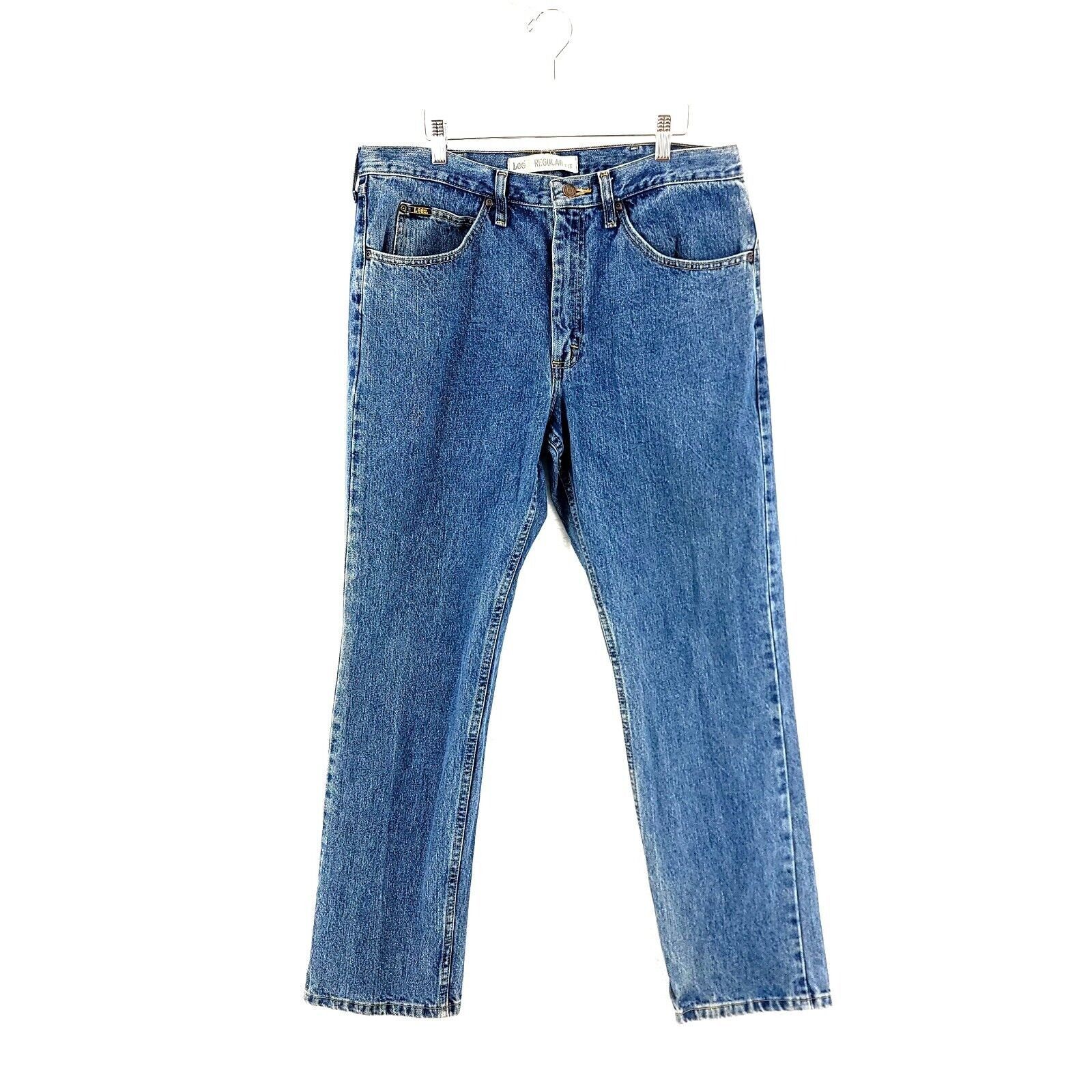 Lee Lee Regular Fit Blue Medium Wash Mid Rise Denim Jeans 36/32 Size US 36 / EU 52 - 1 Thumbnail
