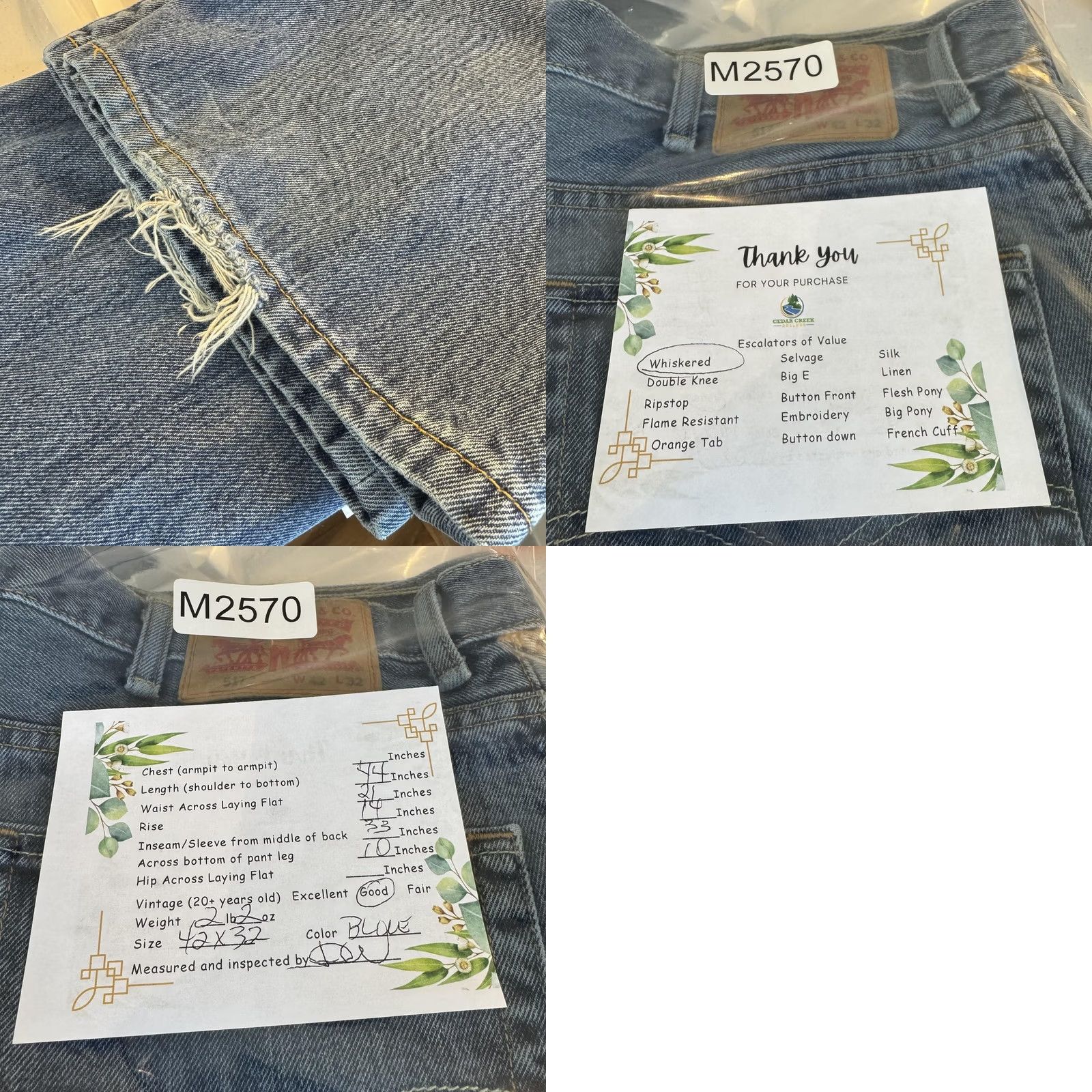 Levi's Levi's 517 Jeans Mens 42x32 Jeans Blue Denim Straight Leg Western Frayed Hem Classic 90s USA Cowboy 5-Pocket Regular Mens Size US 42 / EU 58 - 8 Thumbnail