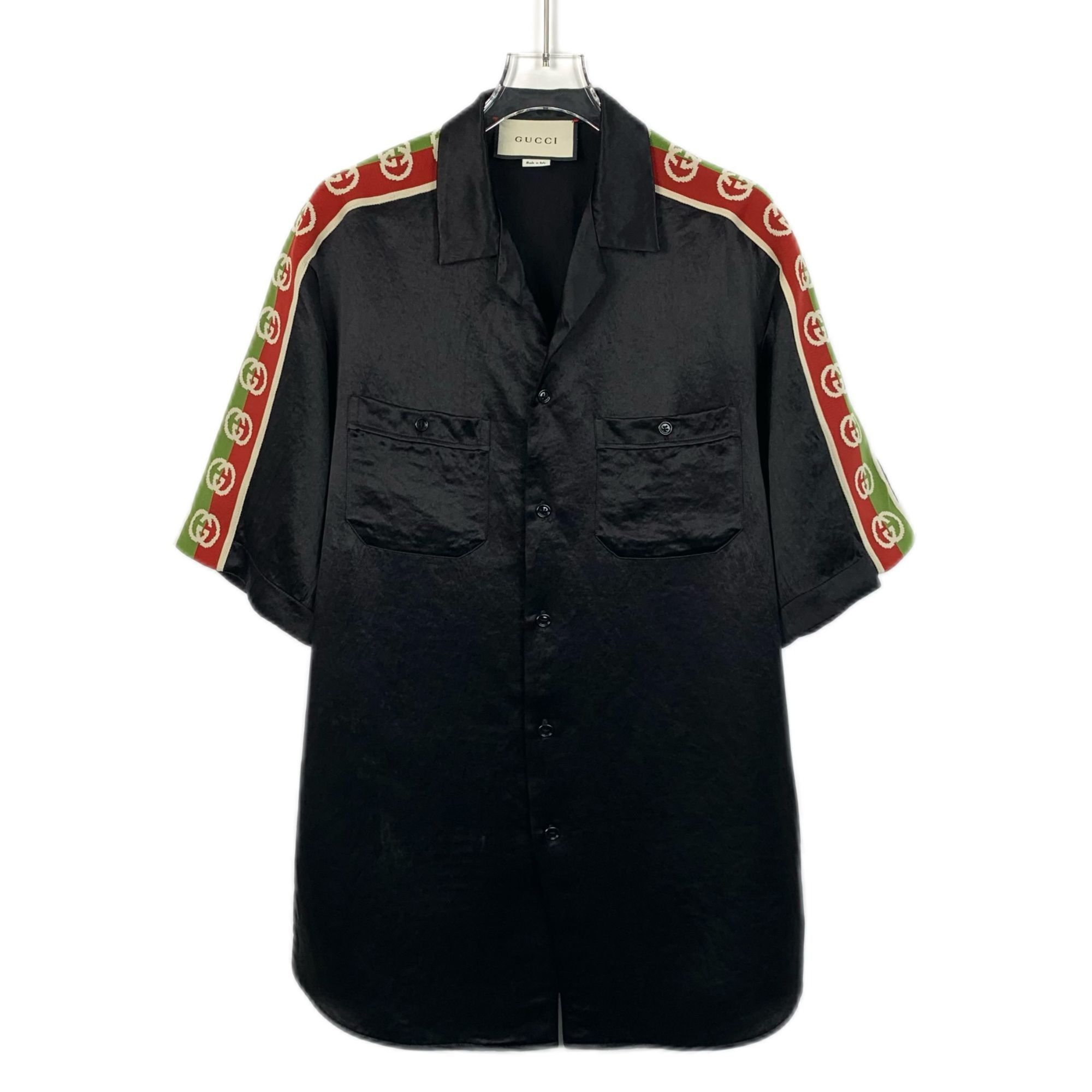 Gucci Gucci Black Button-Down Shirt With Iconic Web Stripe Trim Size US XS / EU 42 / 0 - 1 Thumbnail
