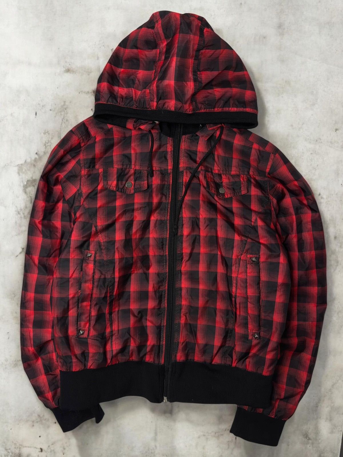 Vintage Vintage red black checked light jacket avant garde if6was9 Size S / US 4 / IT 40 - 1 Thumbnail