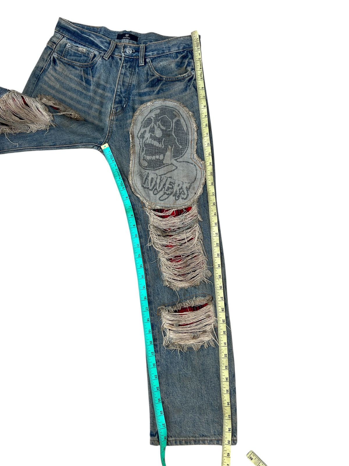 Super Lovers Vintage Super Lovers Japan Distress Dirty Mud Denim Jeans Size US 31 - 6 Thumbnail
