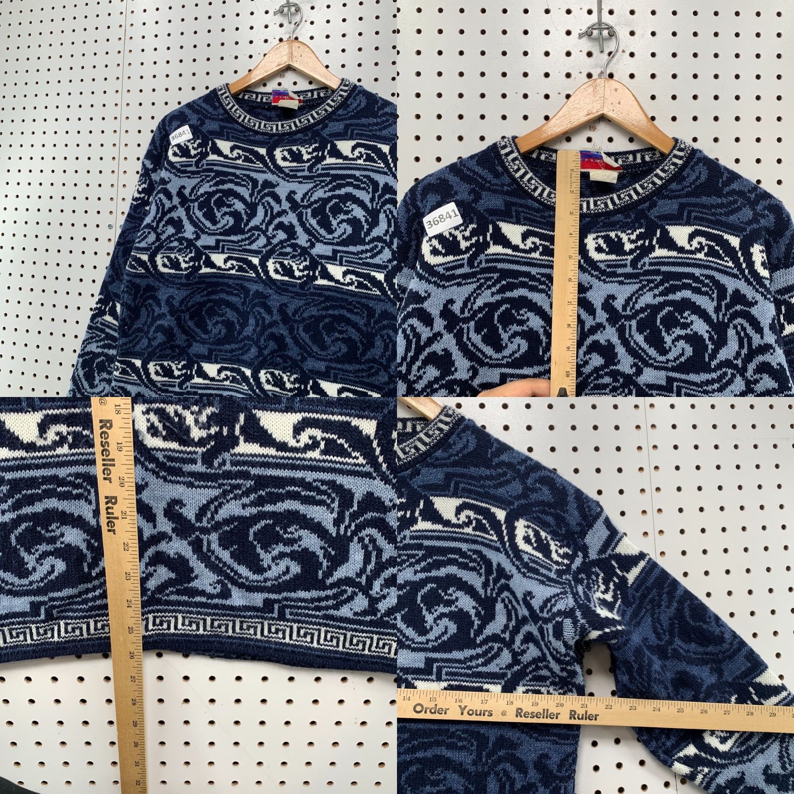 Vintage VINTAGE JJ Poole Knit Sweater Mens Medium Blue Paisley Acrylic Pullover USA Size US M / EU 48-50 / 2 - 8 Thumbnail
