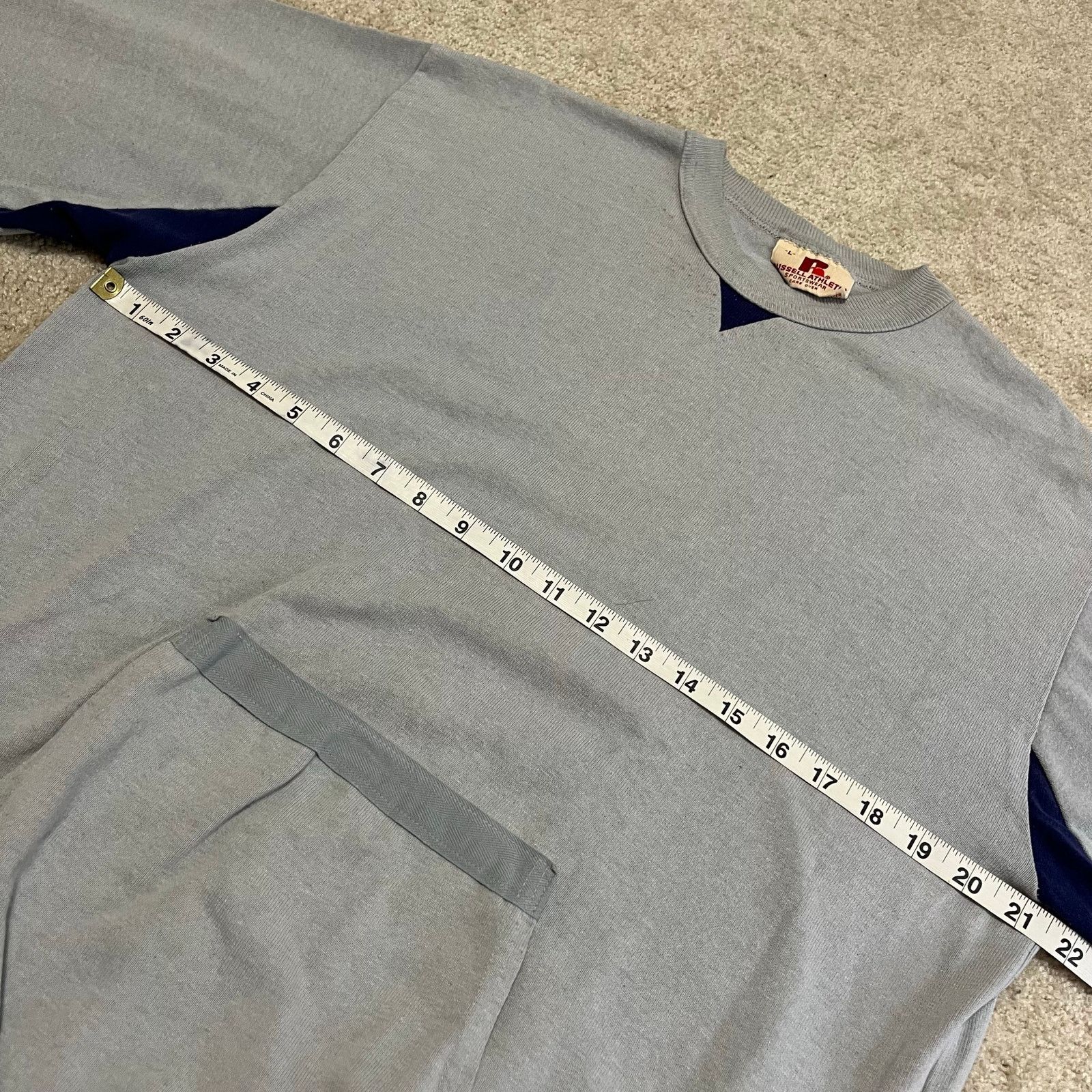 Russell Athletic Vintage 80s Russell Athletic USA Gray Navy Accent Crewneck Size US L / EU 52-54 / 3 - 6 Thumbnail