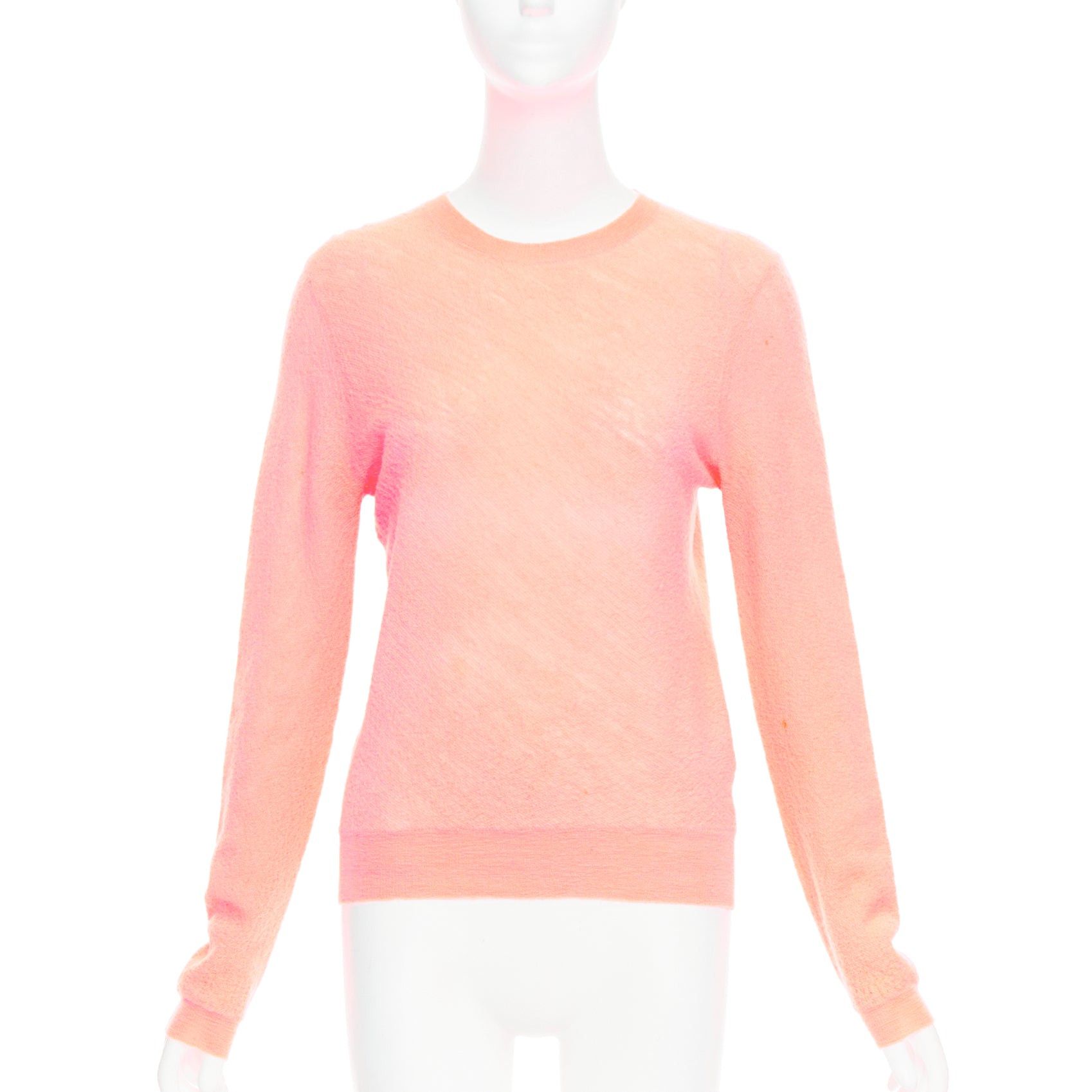Celine OLD CELINE Phoebe Philo neon coral pink wool knitted sweater S Size S / US 4 / IT 40 - 1 Thumbnail