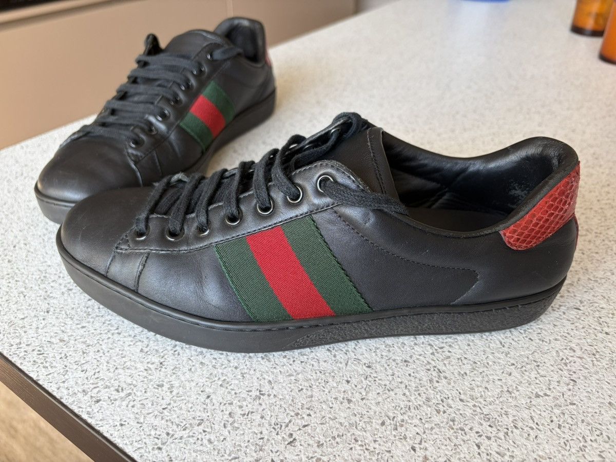 Gucci Gucci Ace Leather Black Low Sneakers 386750 Size US 7.5 / EU 40-41 - 1 Thumbnail