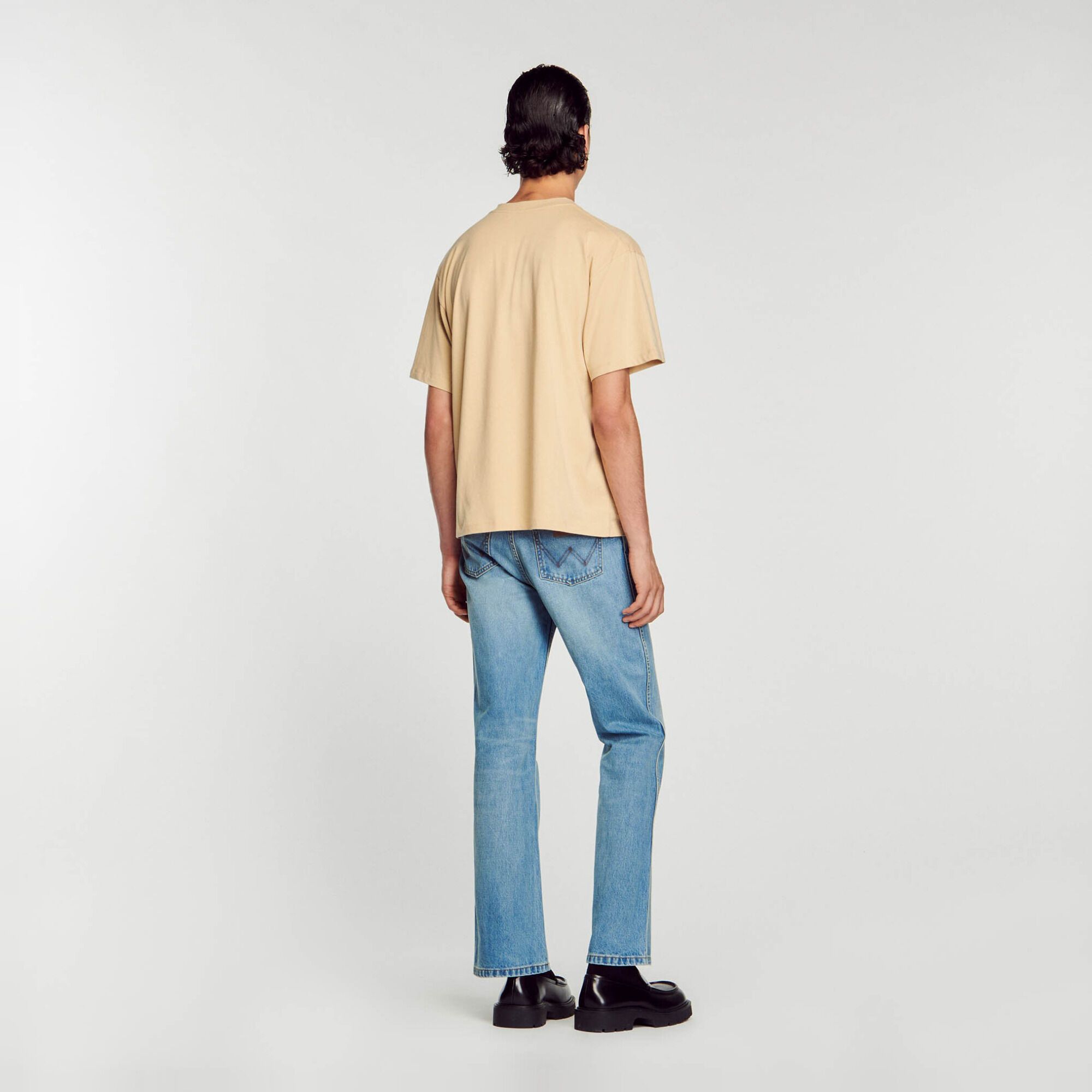 Sandro Thom Men Unisex Moonbeam Beige T-Shirt Cotton Modal Size M Size US M / EU 48-50 / 2 - 4 Thumbnail