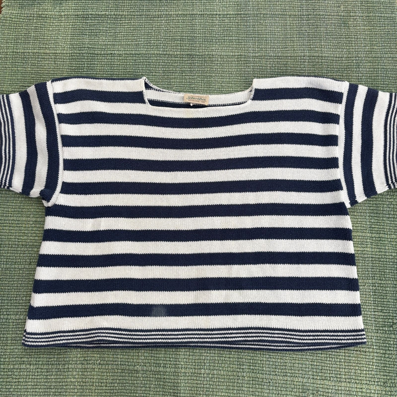 St. Johns Bay × Vintage Baggy boxy striped st johns bay vintage knit cotton sweater Size XL / US 12-14 / IT 48-50 - 1 Thumbnail
