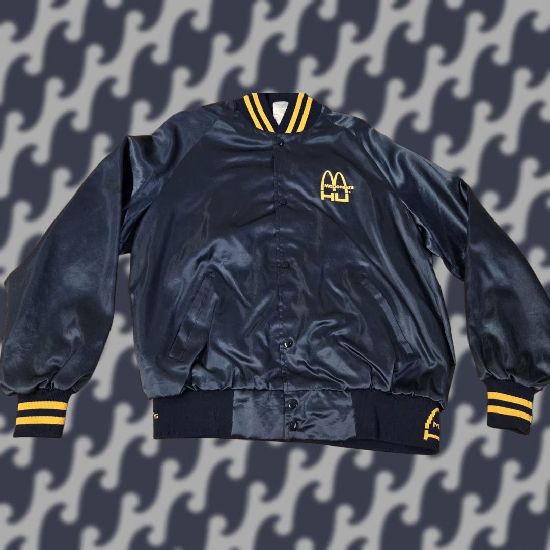 Vintage VINTAGE Hamburger University Jacket Mens L Satin 90s McDonald's Screen Wear Navy Blue Size US L / EU 52-54 / 3 - 1 Thumbnail