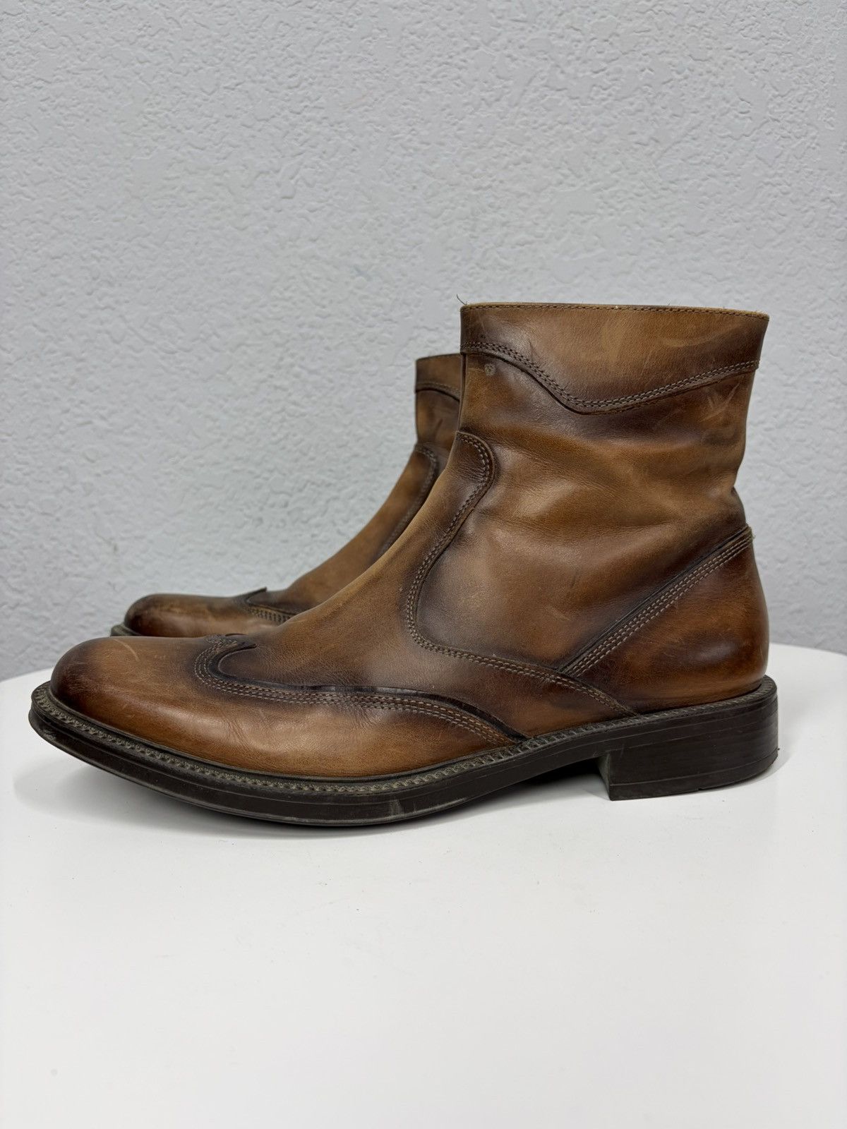 Hedi Slimane Vintage Y2K Black Leather Side Zip Boots Guidi Marsell Style Size US 9 / EU 42 - 4 Thumbnail