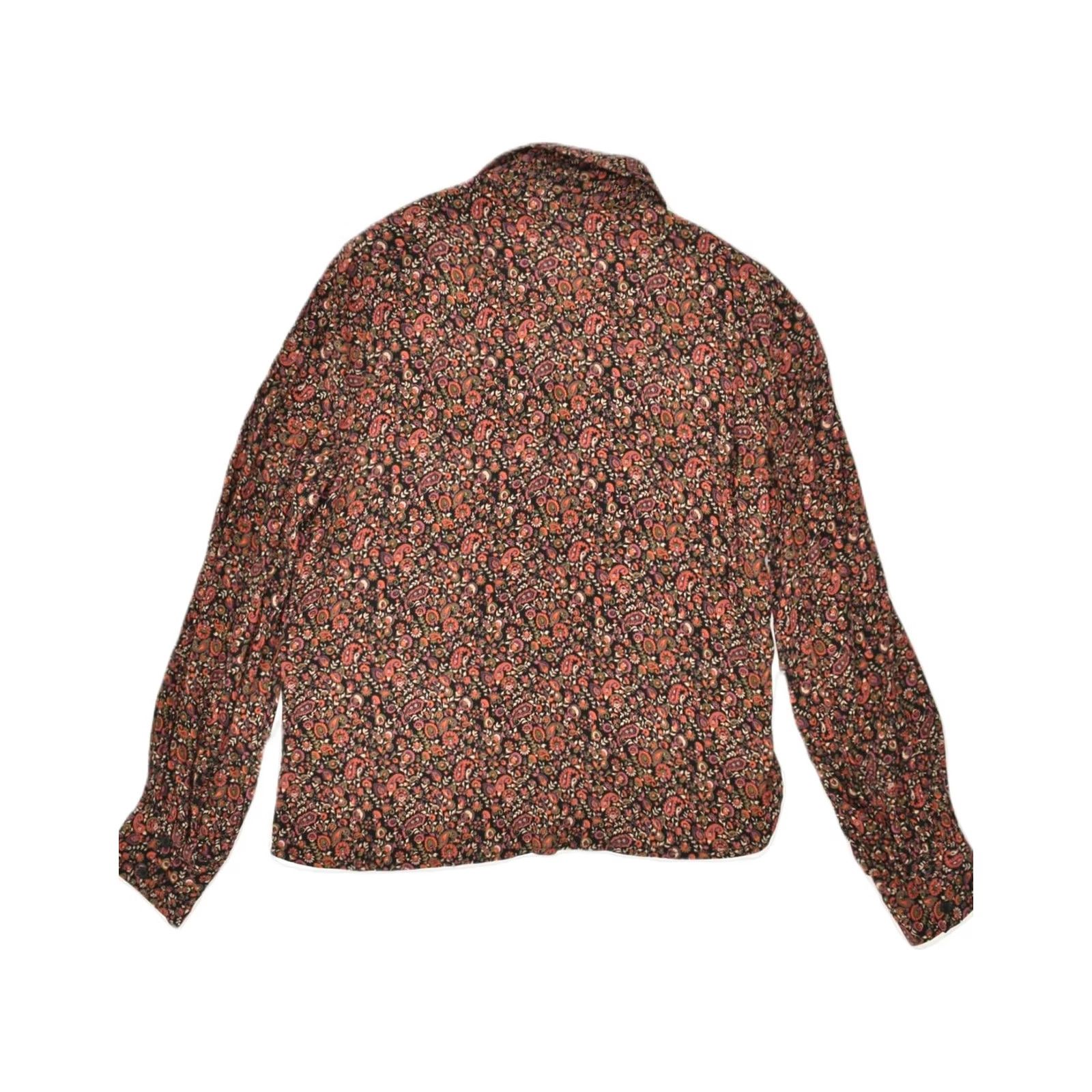 Vintage VINTAGE Womens Shirt Blouse Large Maroon Floral Viscose UK 14 Size L / US 10 / IT 46 - 2 Thumbnail