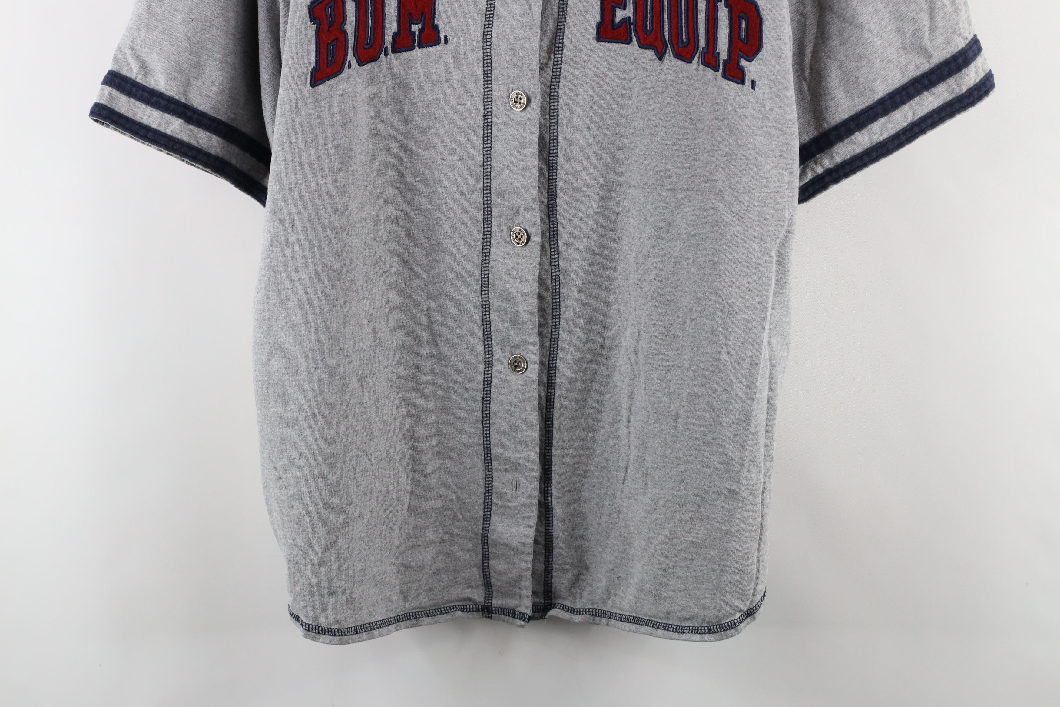 Vintage Vintage 90s Bum Equipment Spell Out Baseball Jersey Gray Size XL / US 12-14 / IT 48-50 - 3 Thumbnail